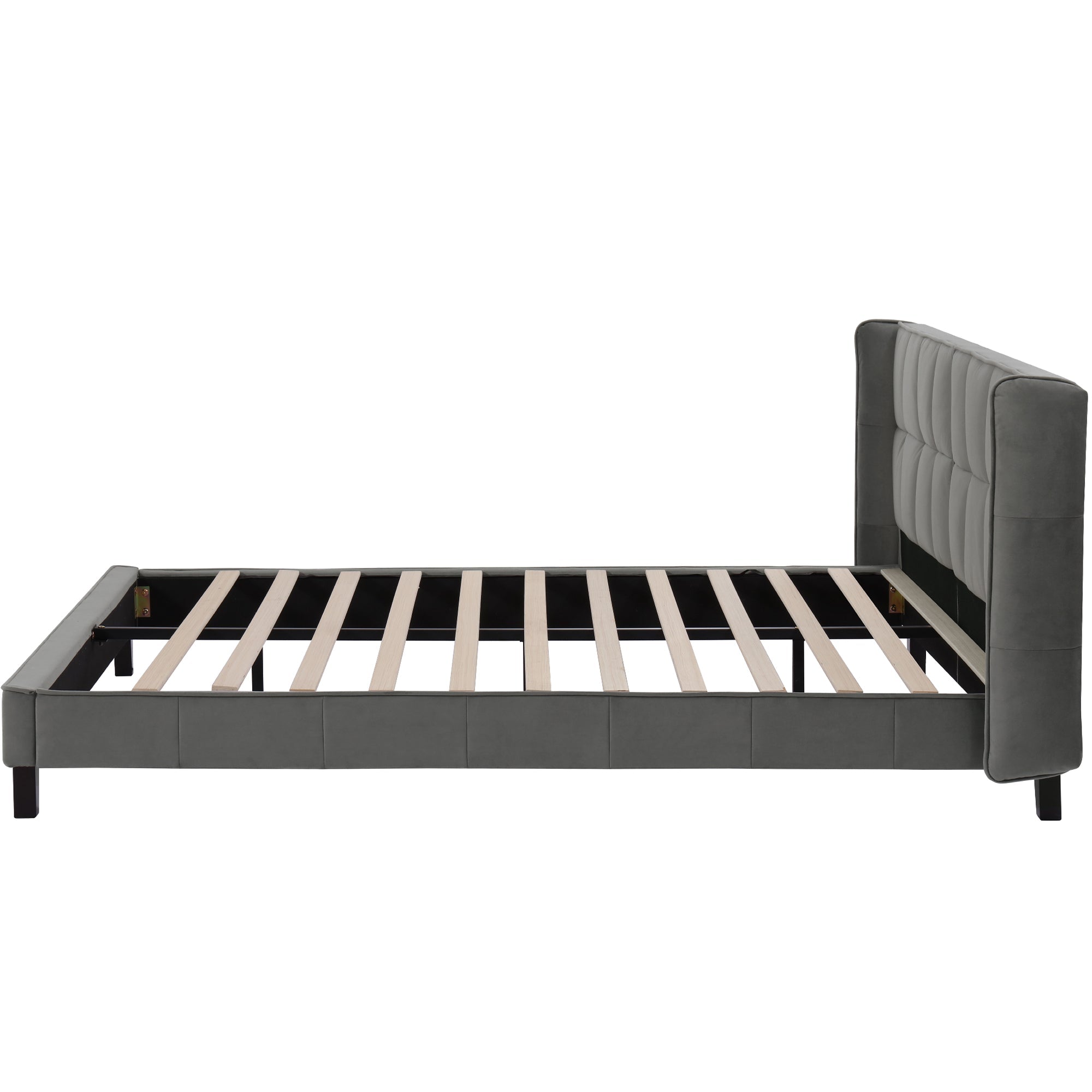 Logidon gestoffeerd bed 180x200 cm grijs fluweel met hoofdbord