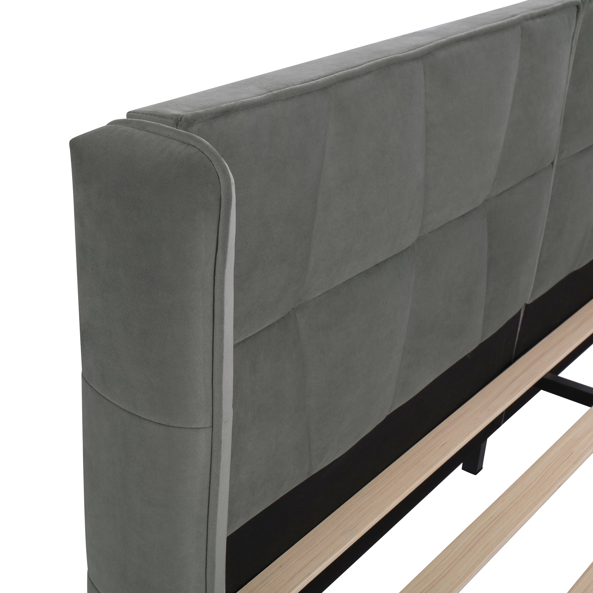 Logidon gestoffeerd bed 180x200 cm grijs fluweel met hoofdbord