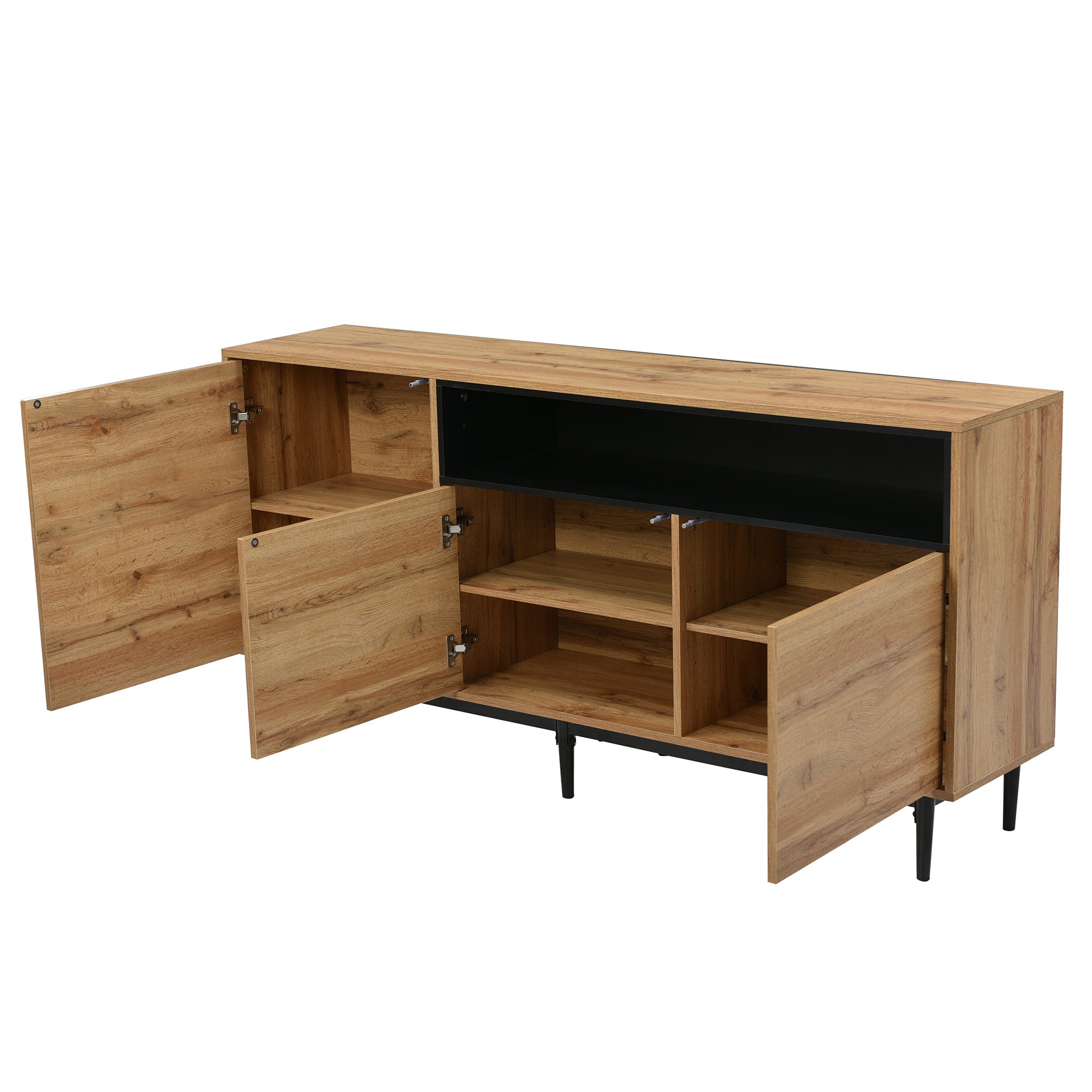 Logidon Modern Sideboard Natural Wood MDF With Three Doors 160x35x76 cm