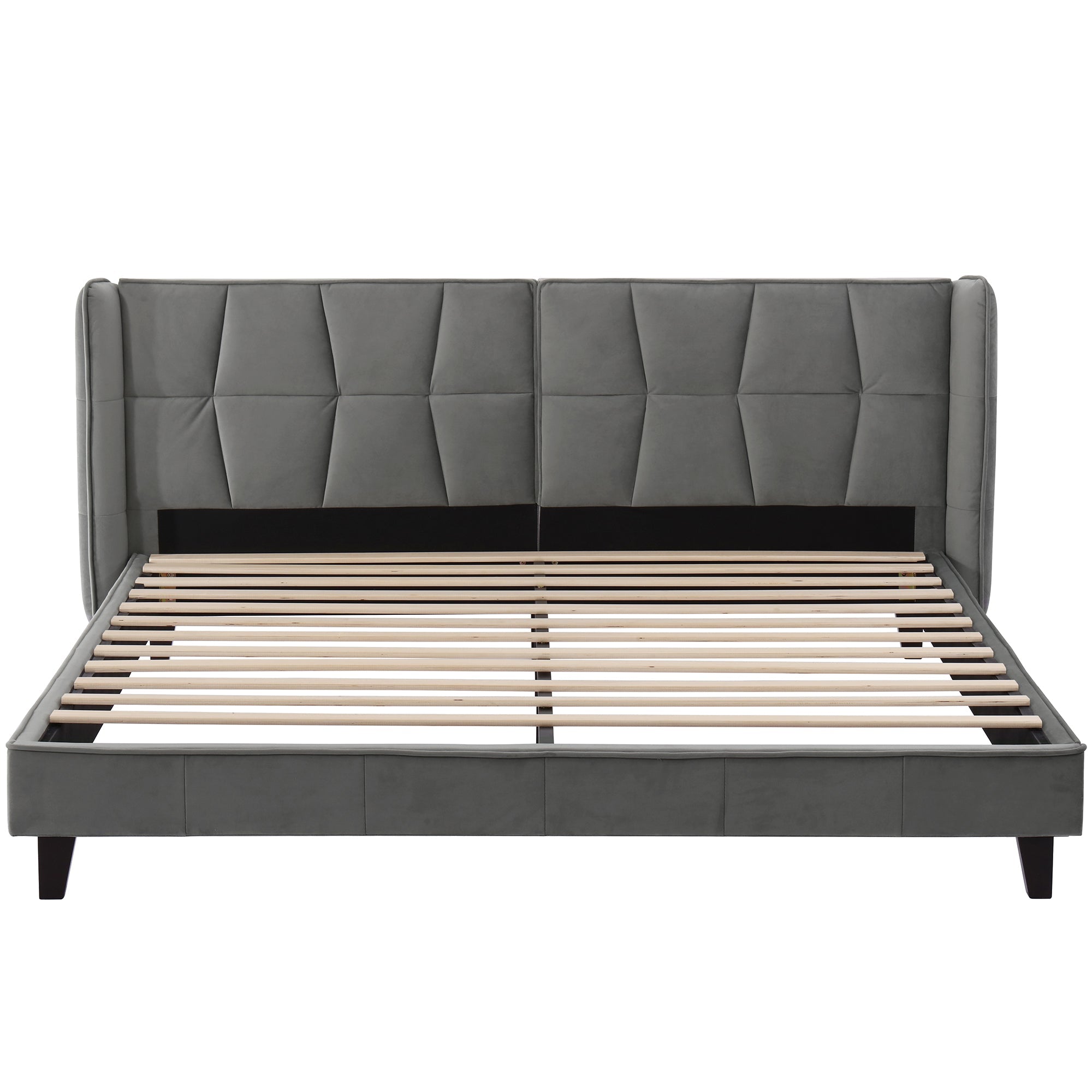 Logidon gestoffeerd bed 180x200 cm grijs fluweel met hoofdbord