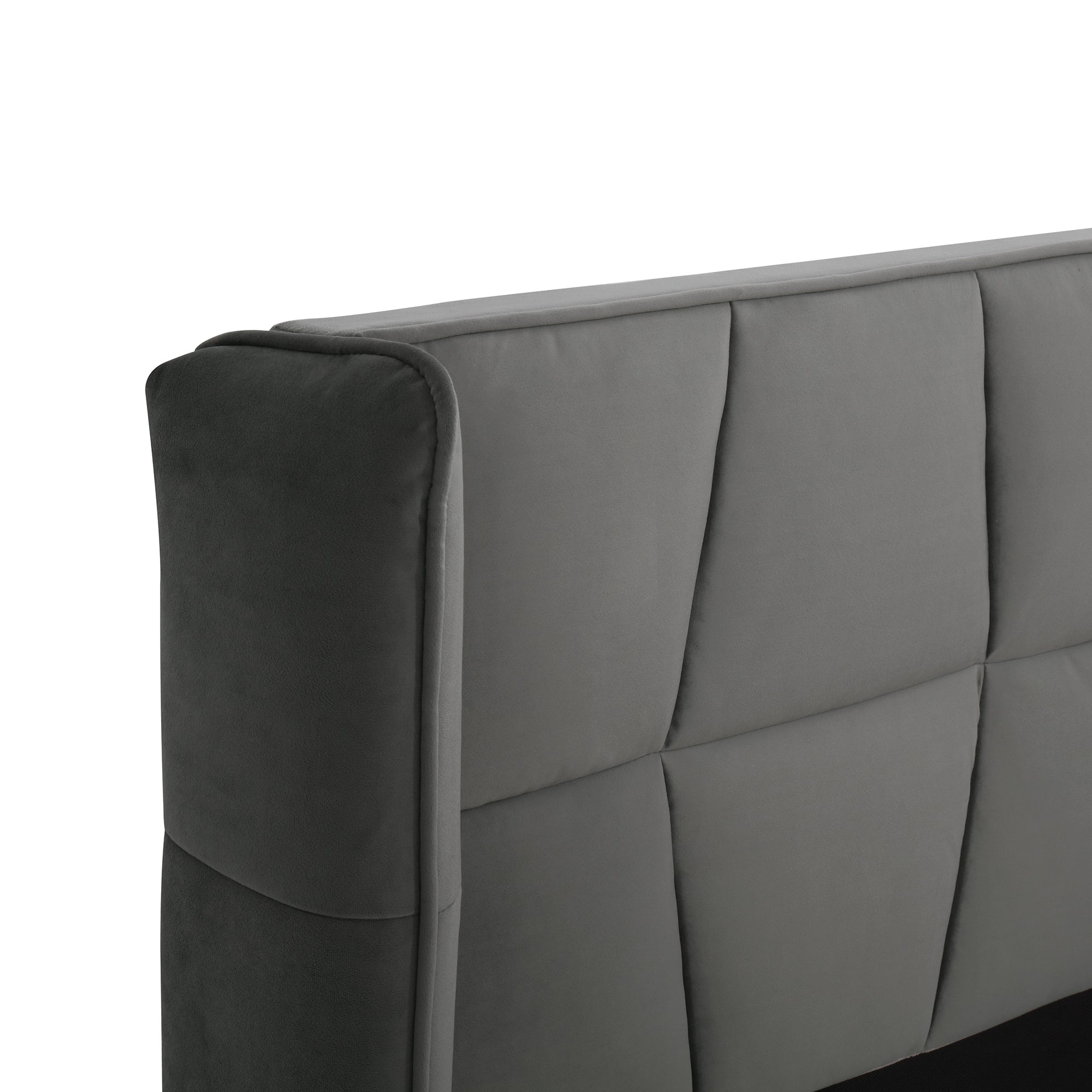 Logidon gestoffeerd bed 140x200 met lattenbodem en hoofdbord grijs fluweel