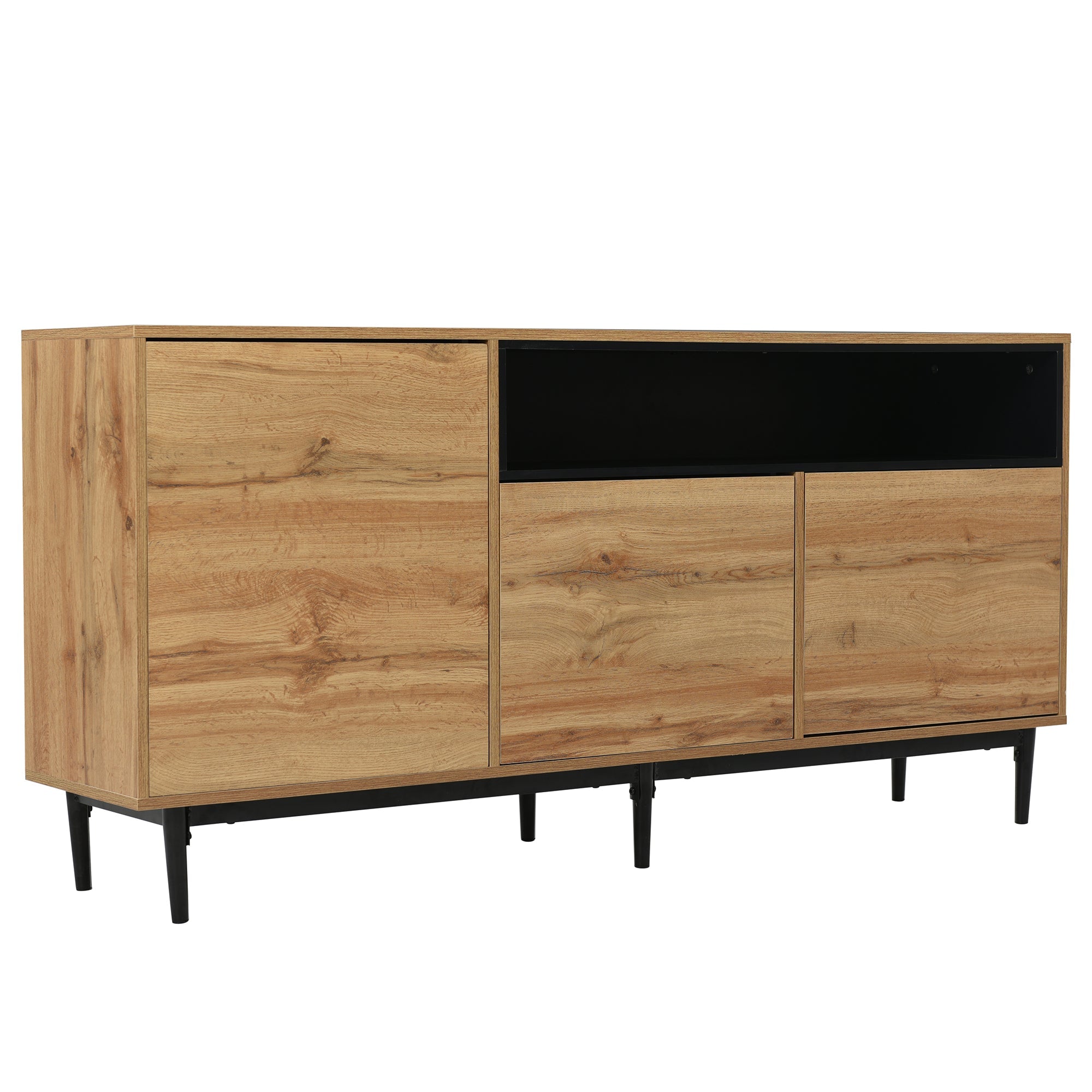 Logidon Modern Sideboard Natural Wood MDF With Three Doors 160x35x76 cm