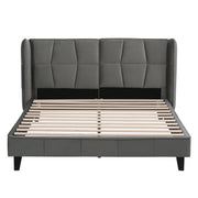 Logidon gestoffeerd bed 140x200 met lattenbodem en hoofdbord grijs fluweel