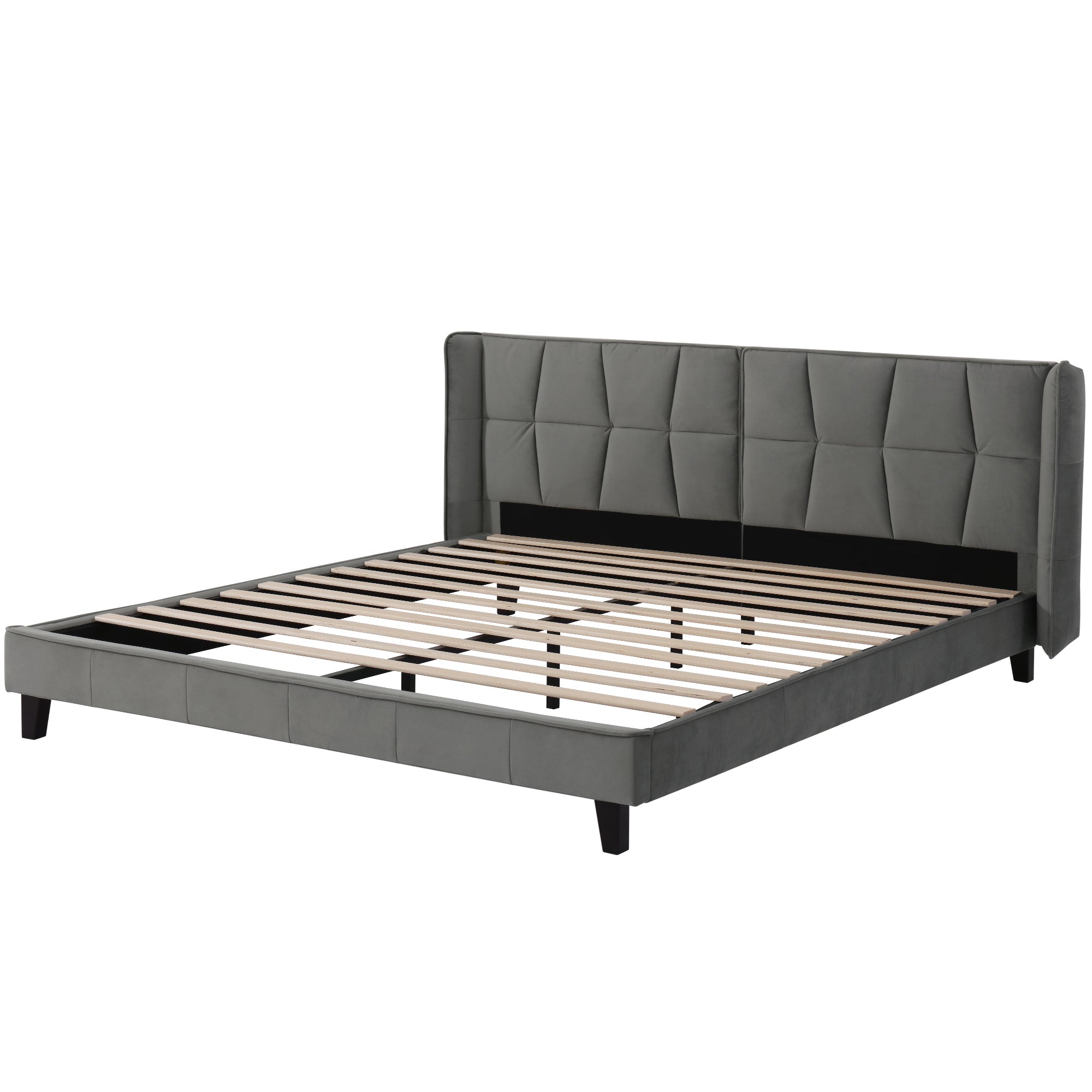 Logidon gestoffeerd bed 180x200 cm grijs fluweel met hoofdbord