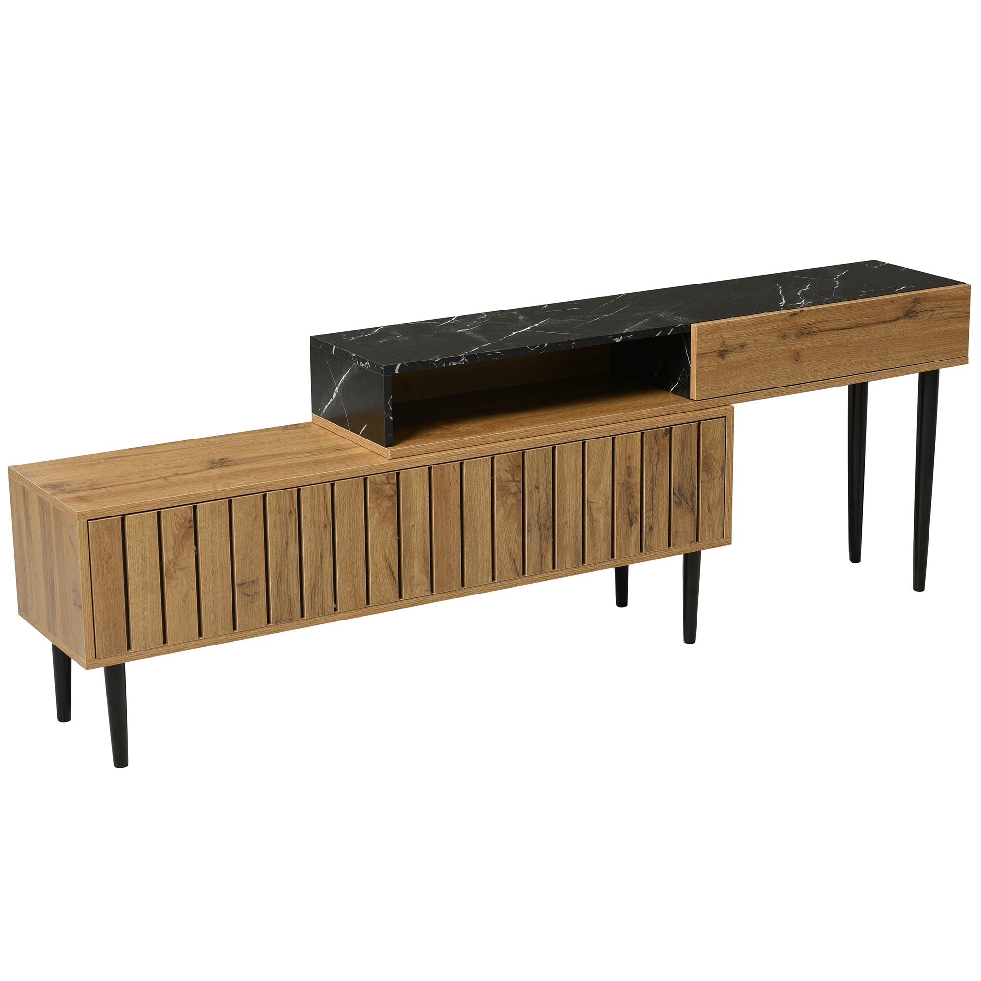 Logidon Modern tv-meubel met marmeren houtnerf, natuurlijk hout