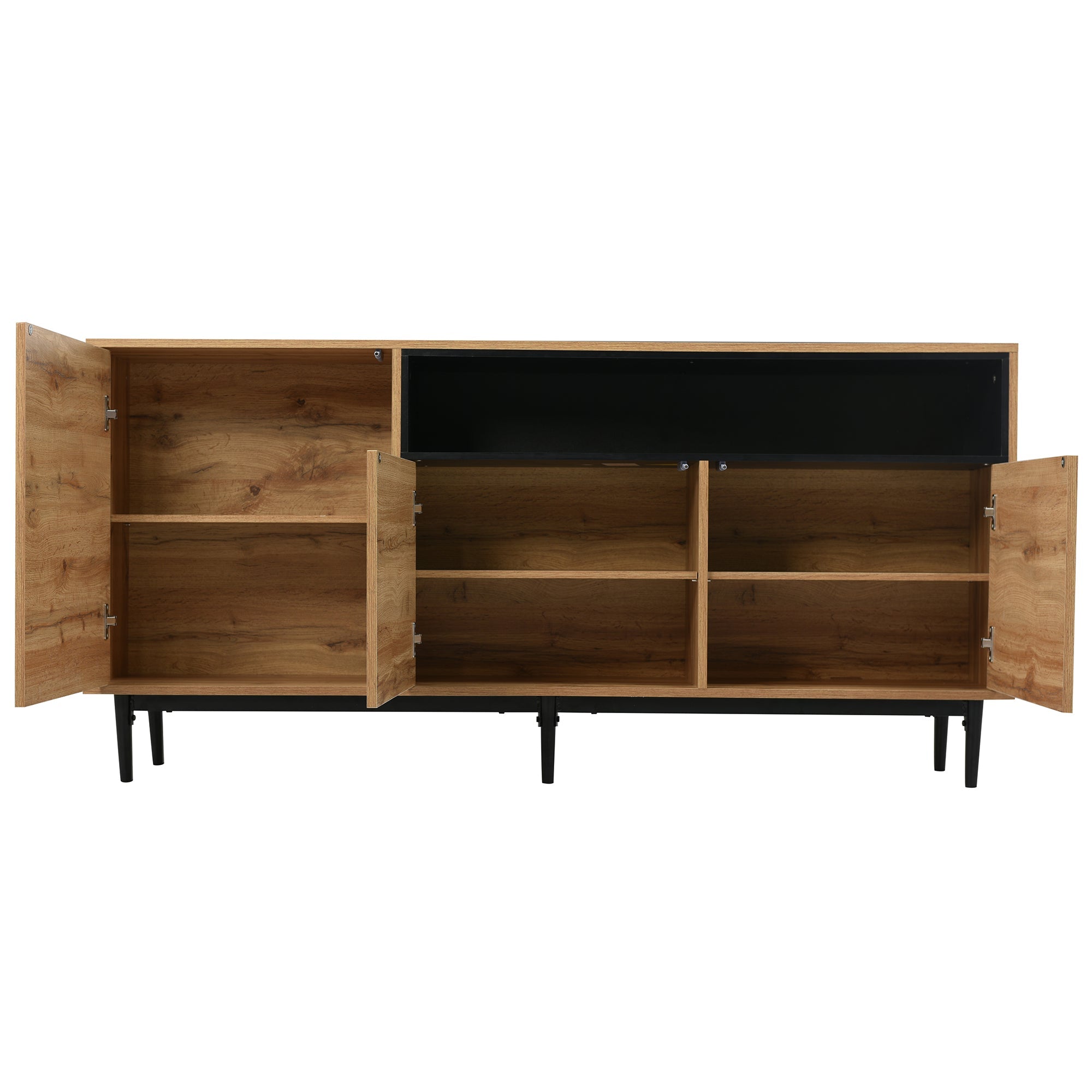 Logidon Modern Sideboard Natural Wood MDF With Three Doors 160x35x76 cm