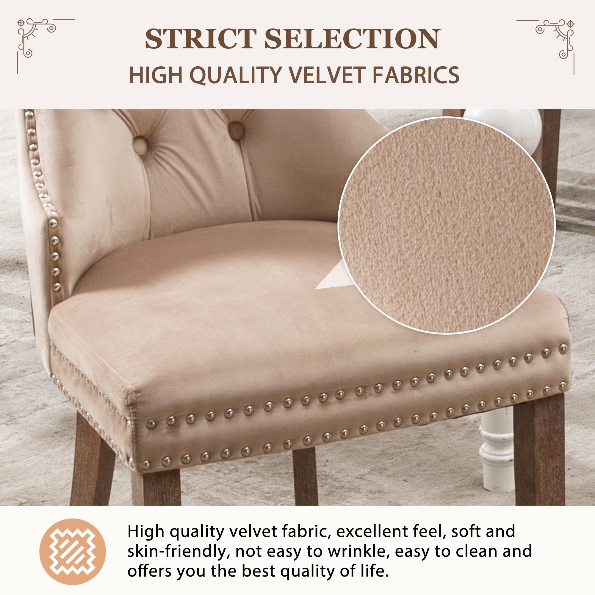 Logidon eetkamerstoel beige fluwelen deurklopper set van 6