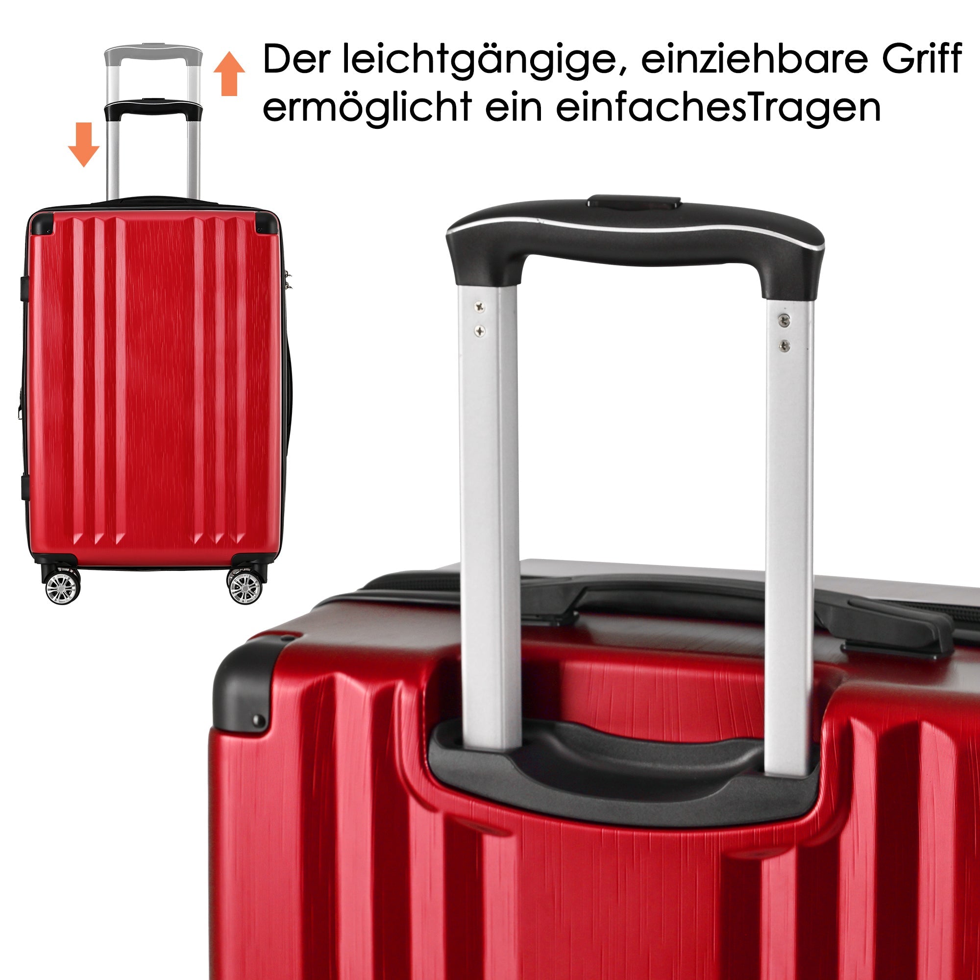 Logidon Hard Shell Suitcase Red 4-Wheel TSA ABS Travel Suitcase