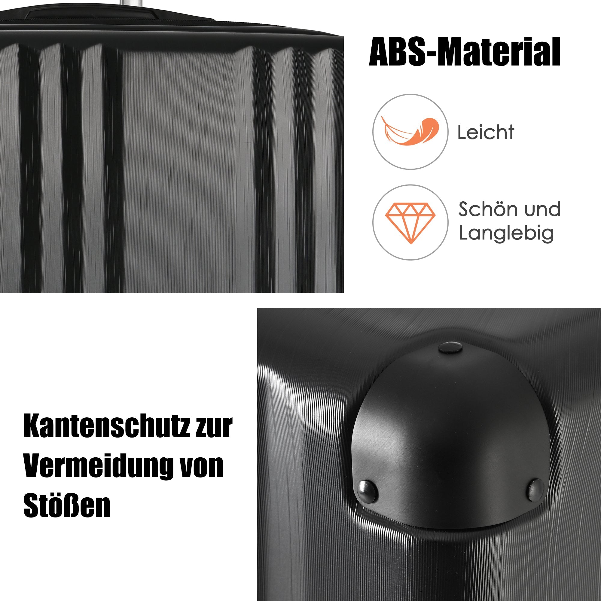 Logidon koffer met harde schaal zwart 58×40,5×28 cm 4 wielen