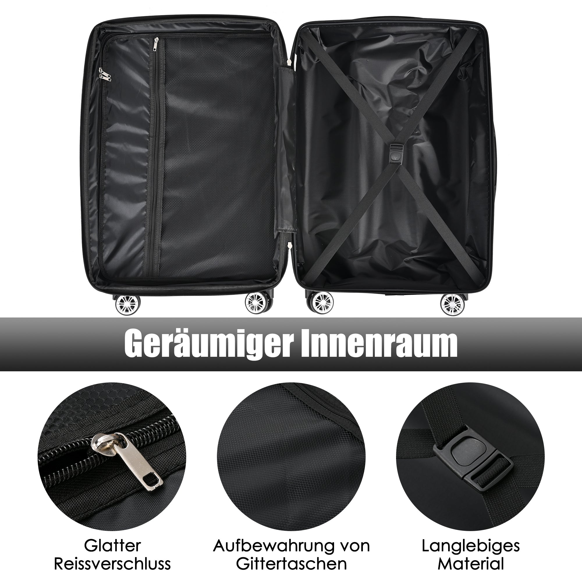 Logidon koffer met harde schaal zwart 58×40,5×28 cm 4 wielen