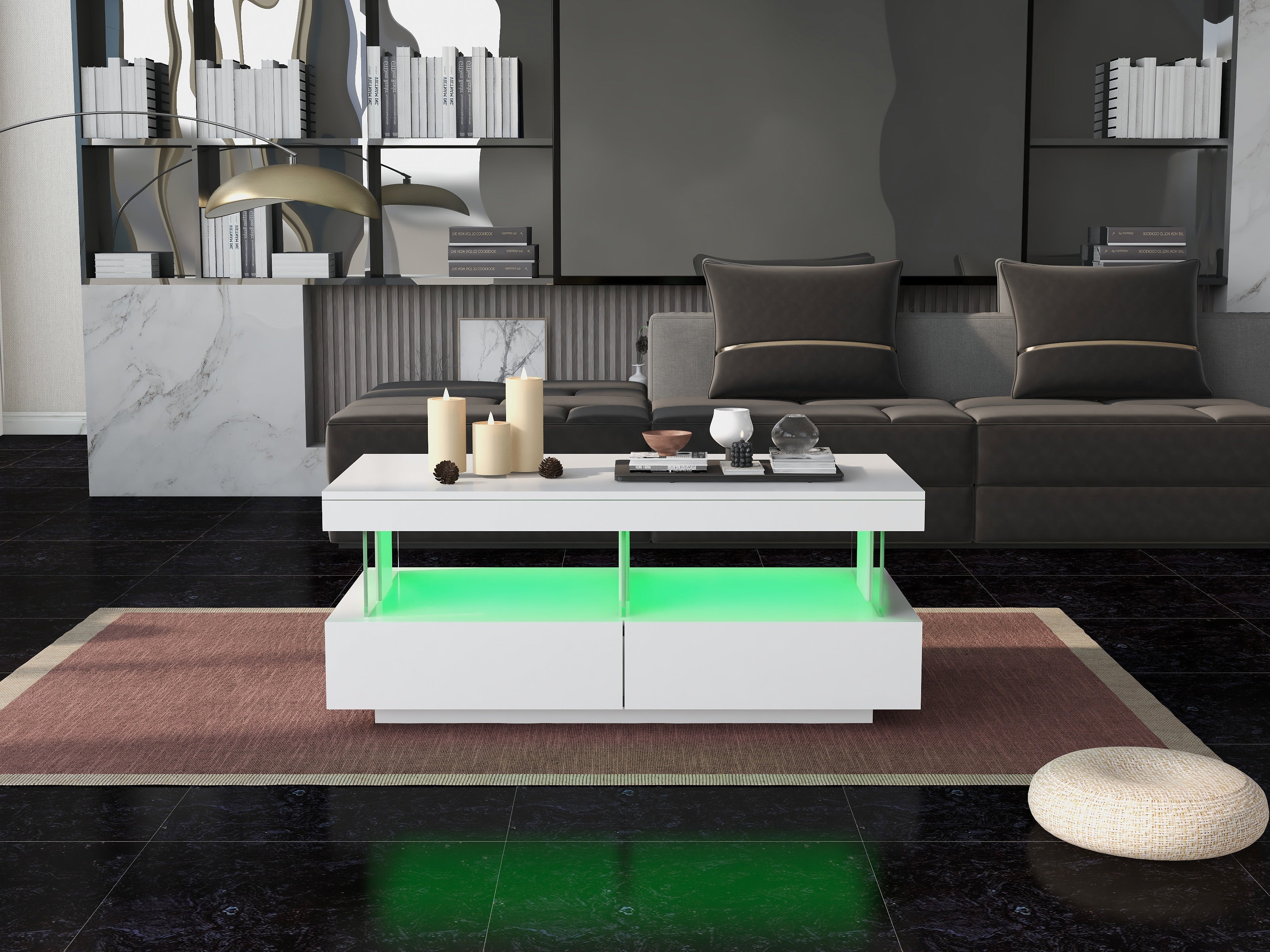 Logidon Hoogglans Witte Salontafel Met LED Verlichting Moderne Tafel
