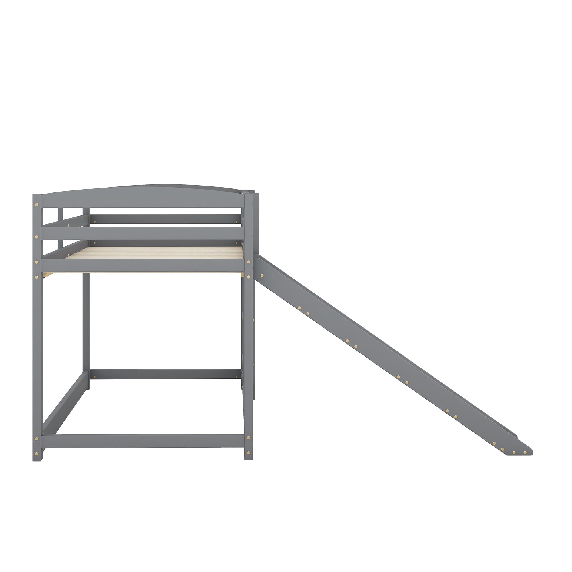 Logidon Bunk Bed With Slide Gray 90x200cm Solid Wood Frame