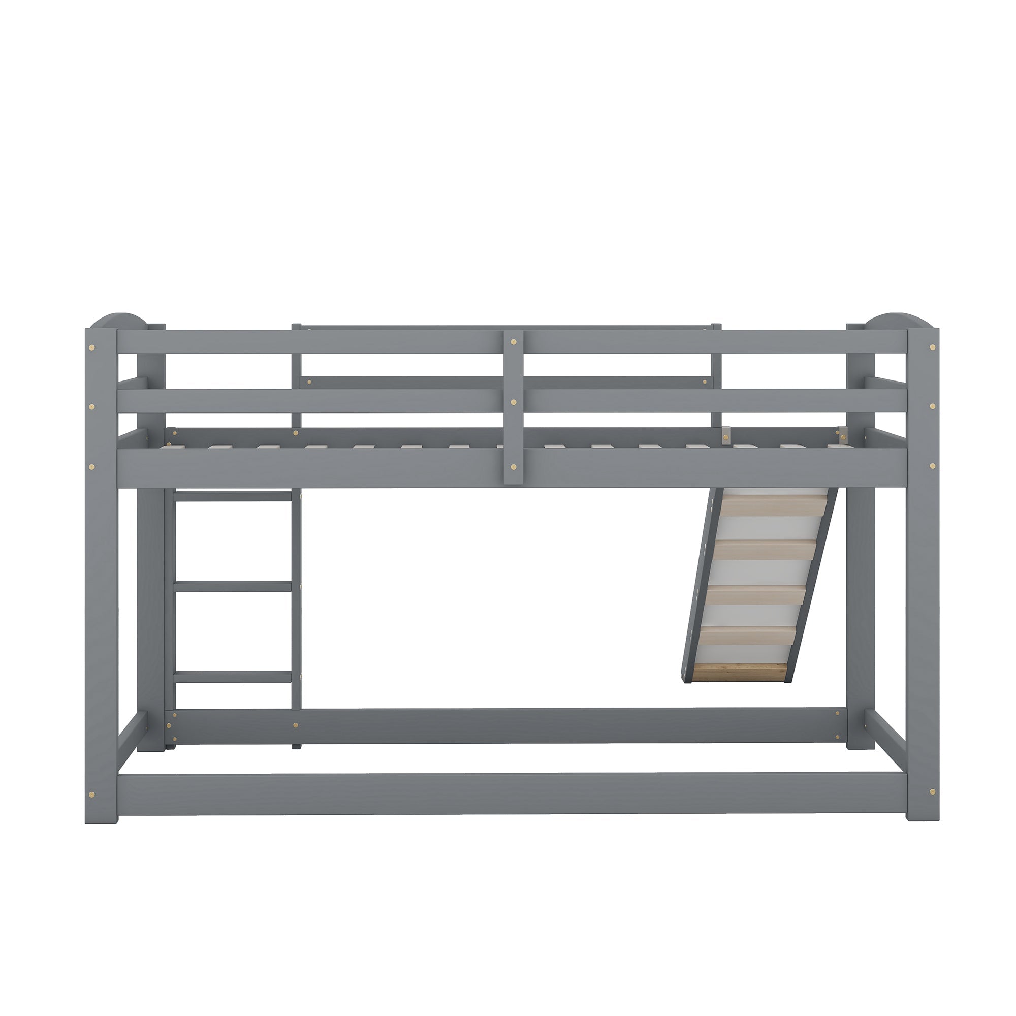 Logidon Bunk Bed With Slide Gray 90x200cm Solid Wood Frame