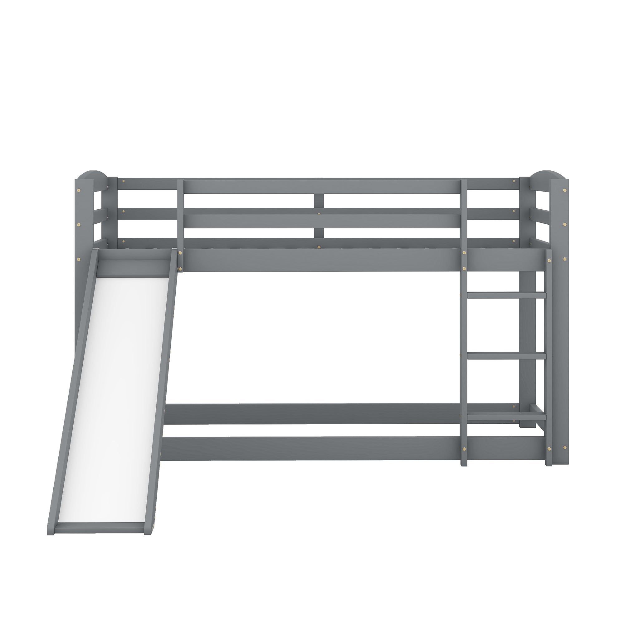 Logidon Bunk Bed With Slide Gray 90x200cm Solid Wood Frame