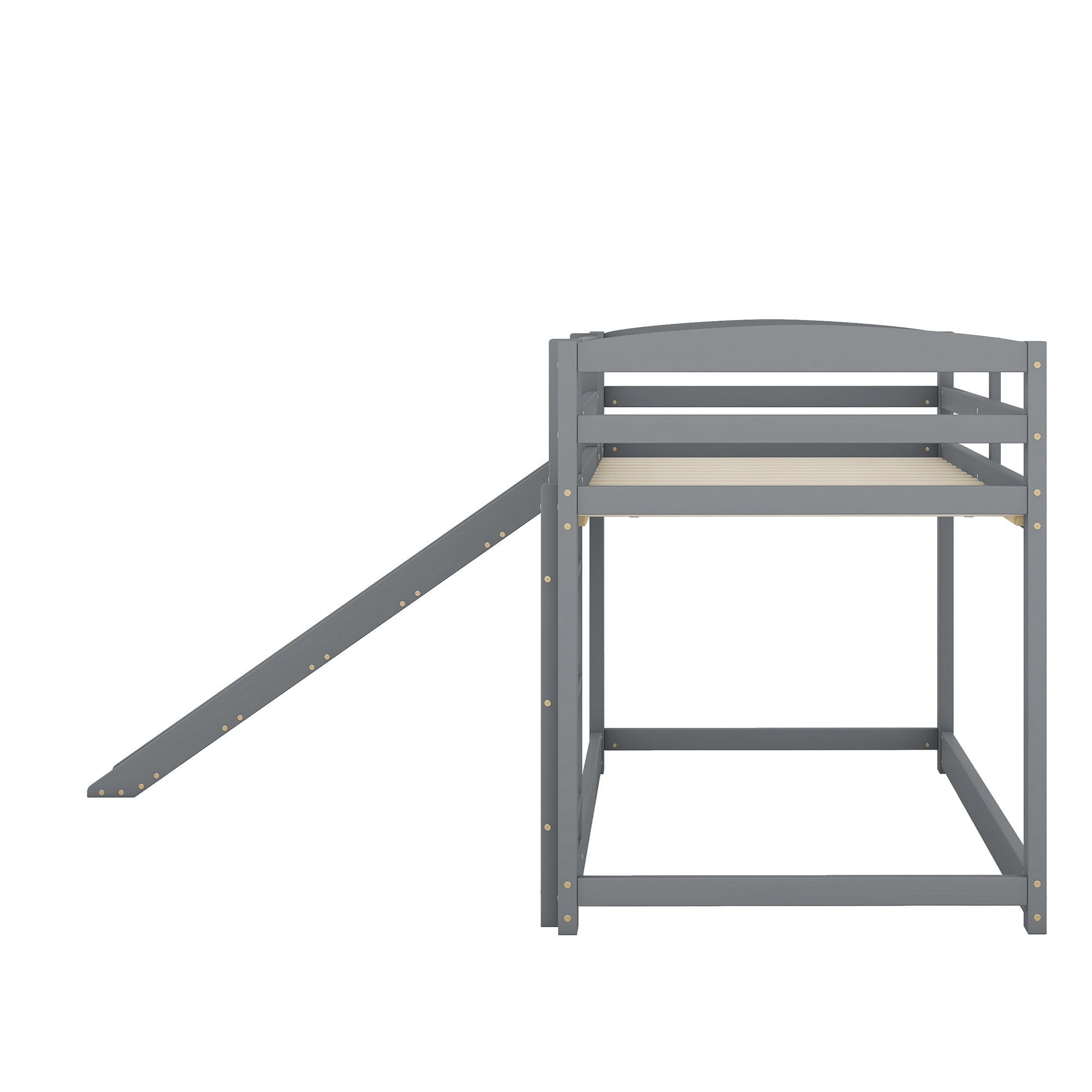 Logidon Bunk Bed With Slide Gray 90x200cm Solid Wood Frame