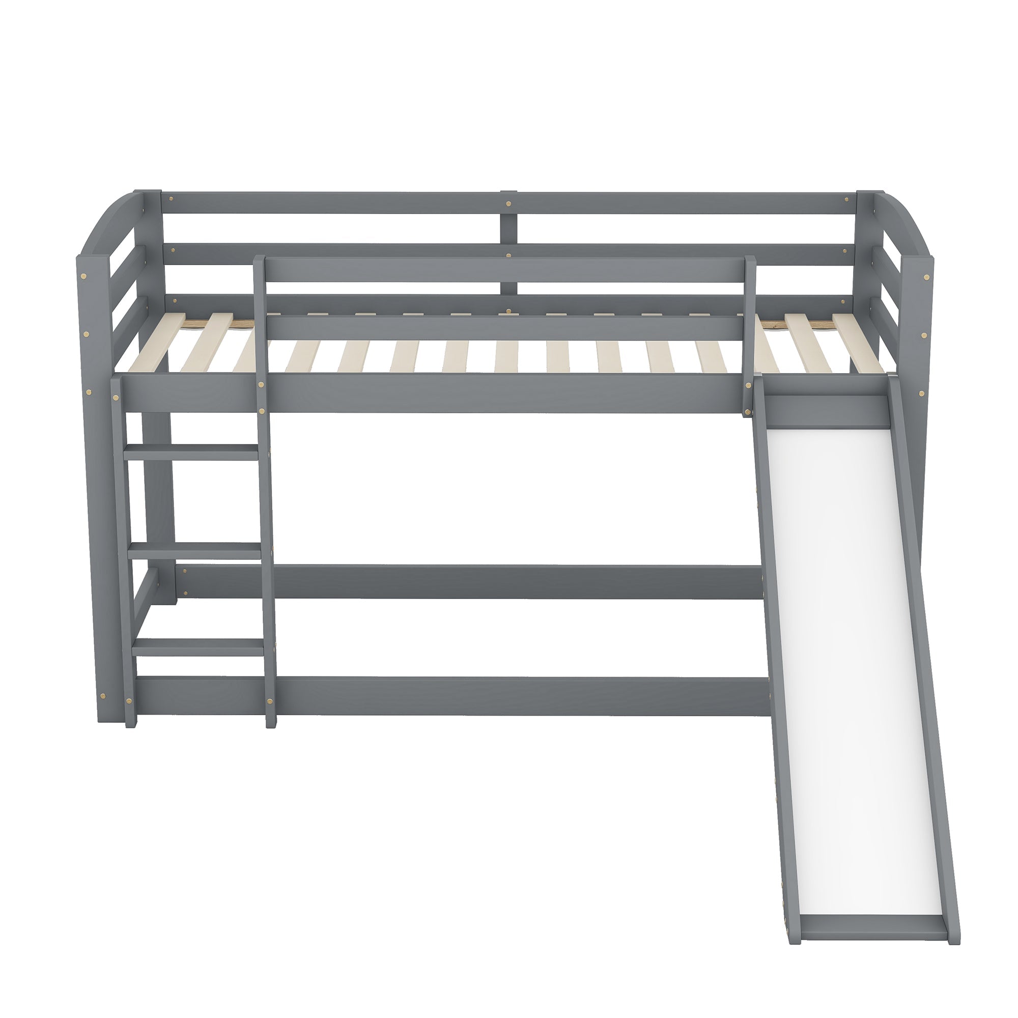 Logidon Bunk Bed With Slide Gray 90x200cm Solid Wood Frame