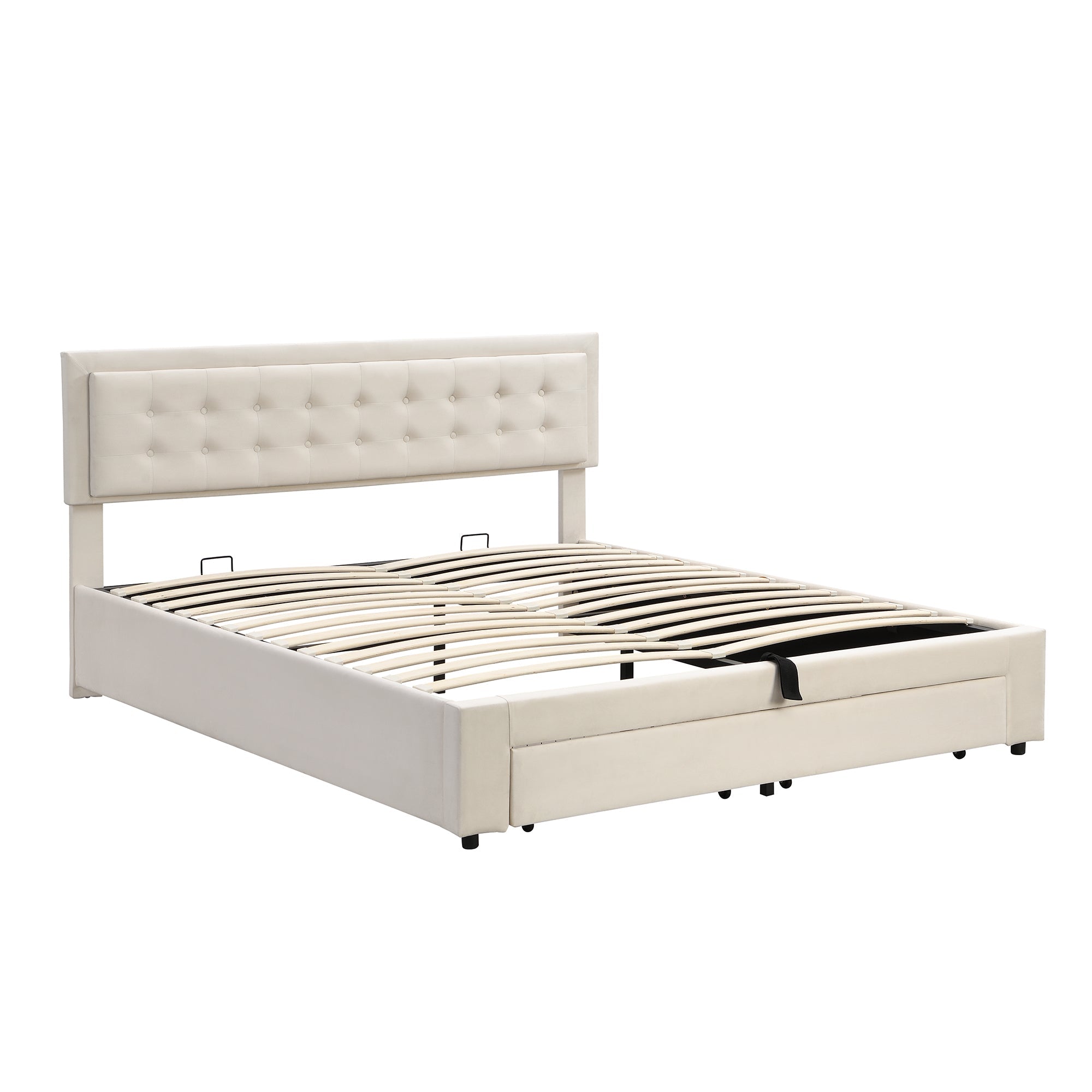 Logidon Bed With Box And Drawers 180x200 Beige Storage Space