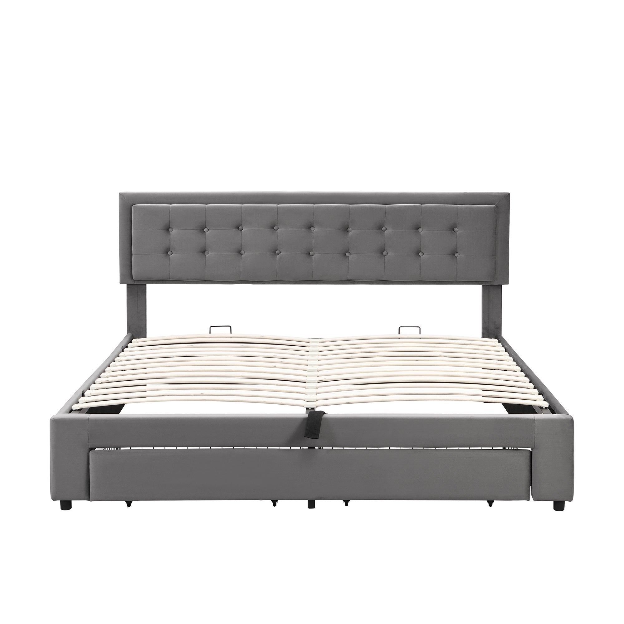 Logidon bed met opbergruimte en laadfunctie 180x200 grijze fluwelen stof