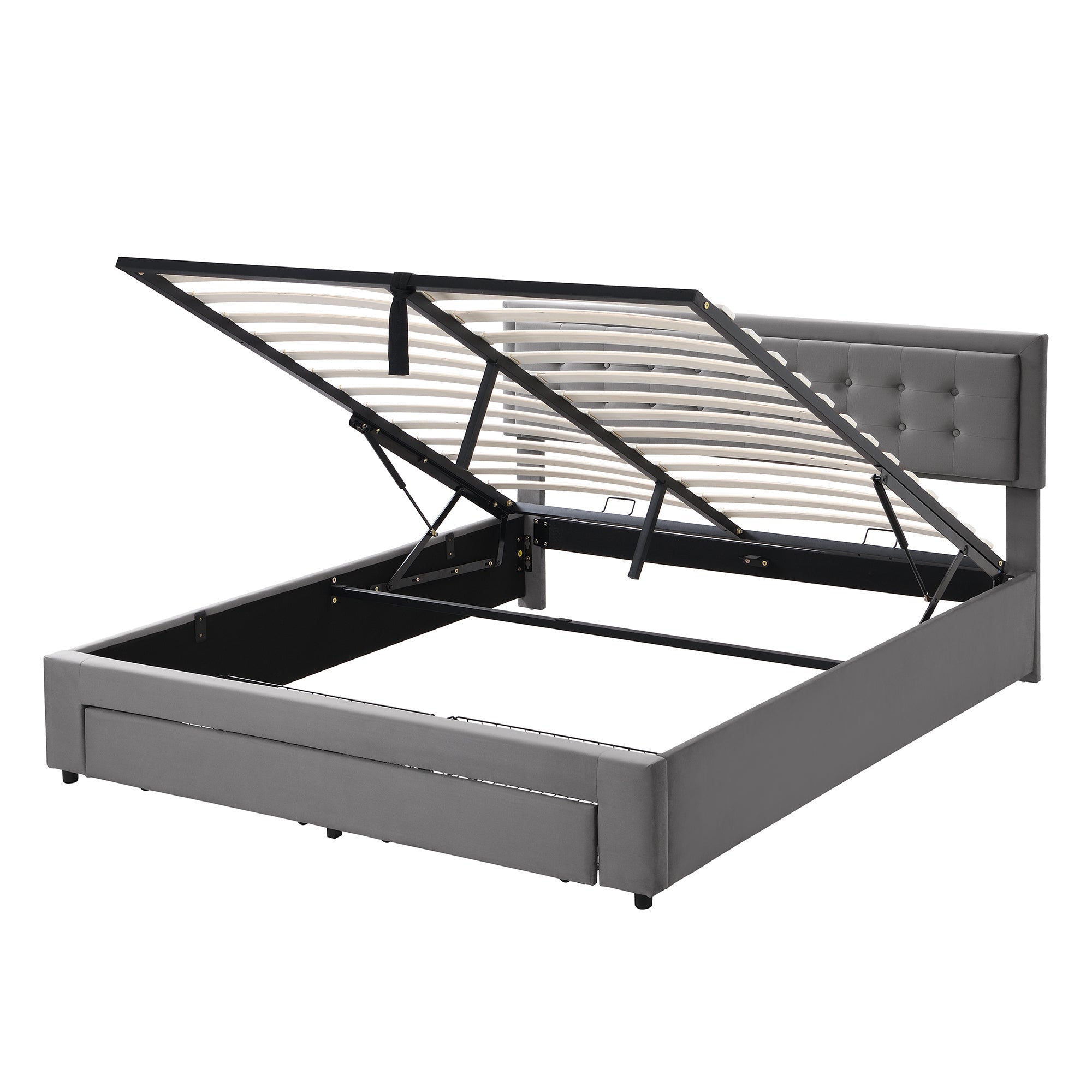 Logidon bed met opbergruimte en laadfunctie 180x200 grijze fluwelen stof