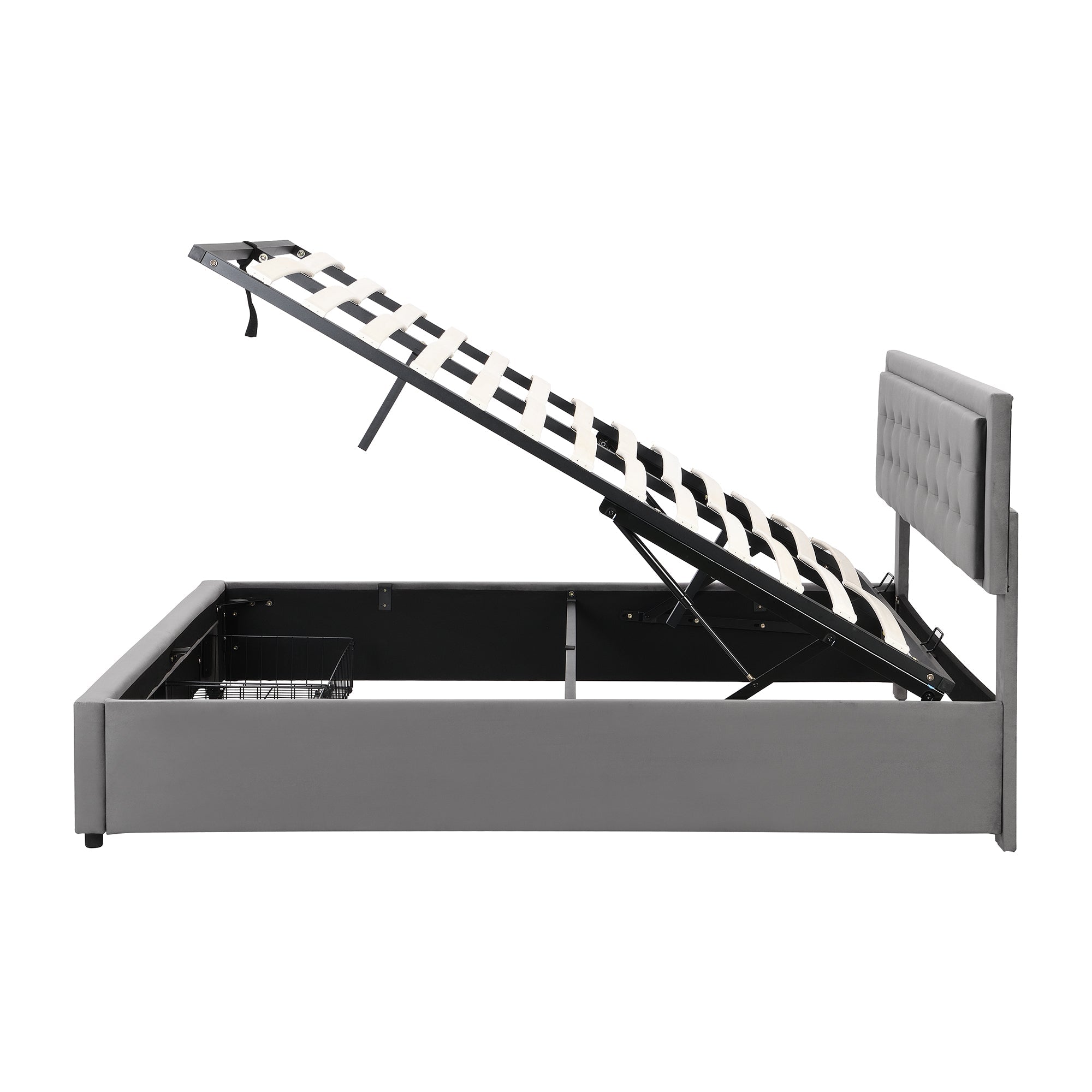 Logidon bed met opbergruimte en laadfunctie 180x200 grijze fluwelen stof