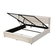 Logidon Bed With Box And Drawers 180x200 Beige Storage Space