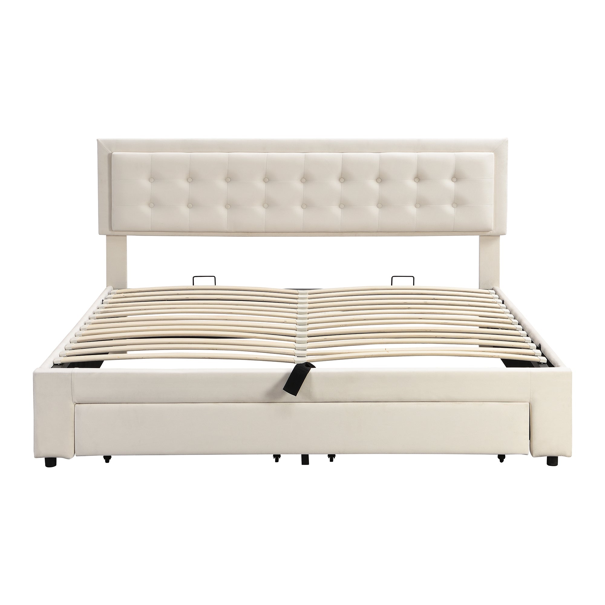 Logidon Bed With Box And Drawers 180x200 Beige Storage Space