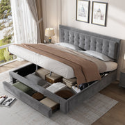 Logidon bed met opbergruimte en laadfunctie 180x200 grijze fluwelen stof