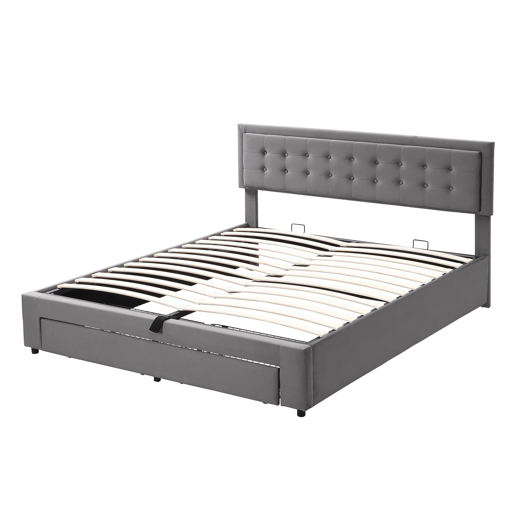 Logidon Bed Met Box En Laden Grijs Fluweel 160x200