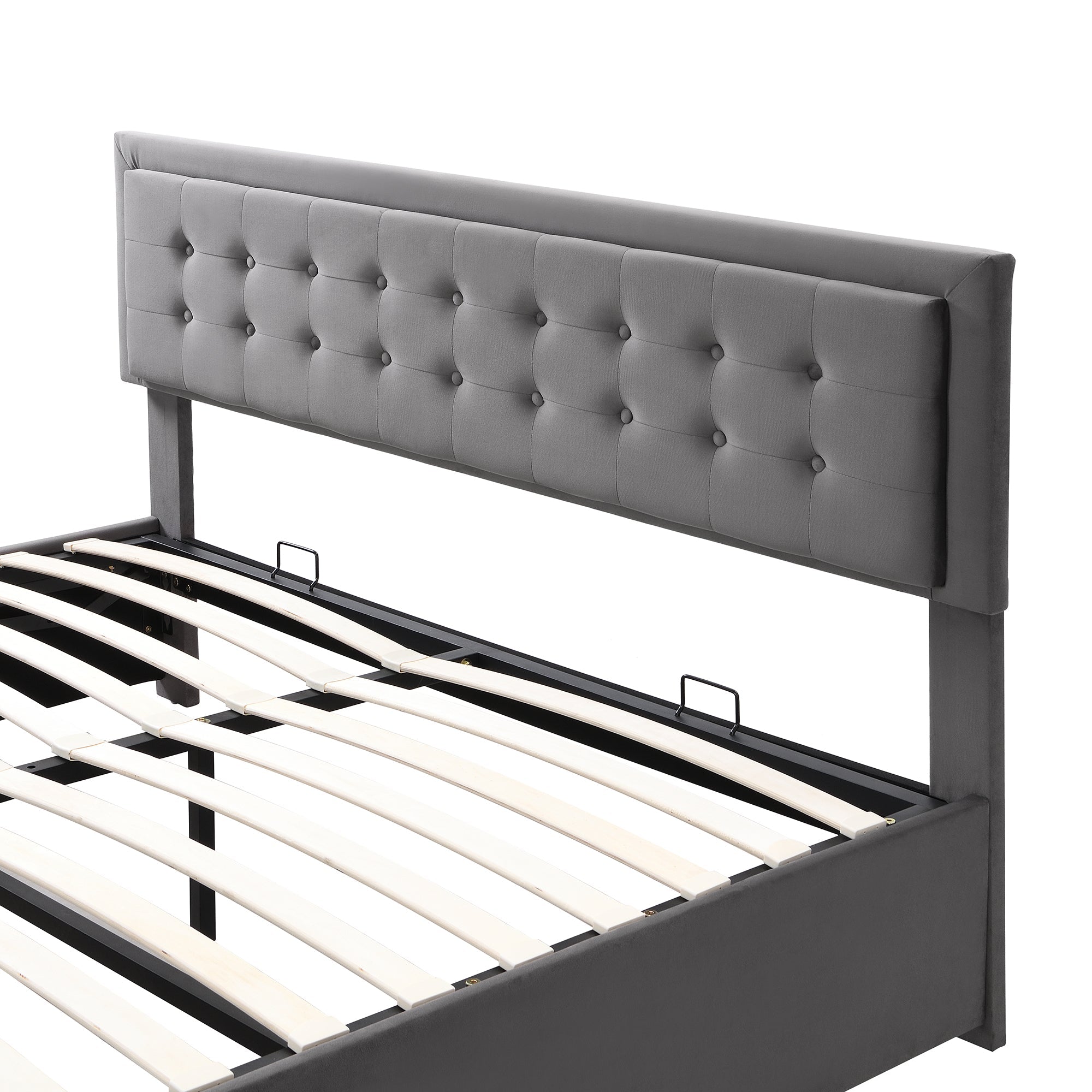 Logidon bed met opbergruimte en laadfunctie 180x200 grijze fluwelen stof