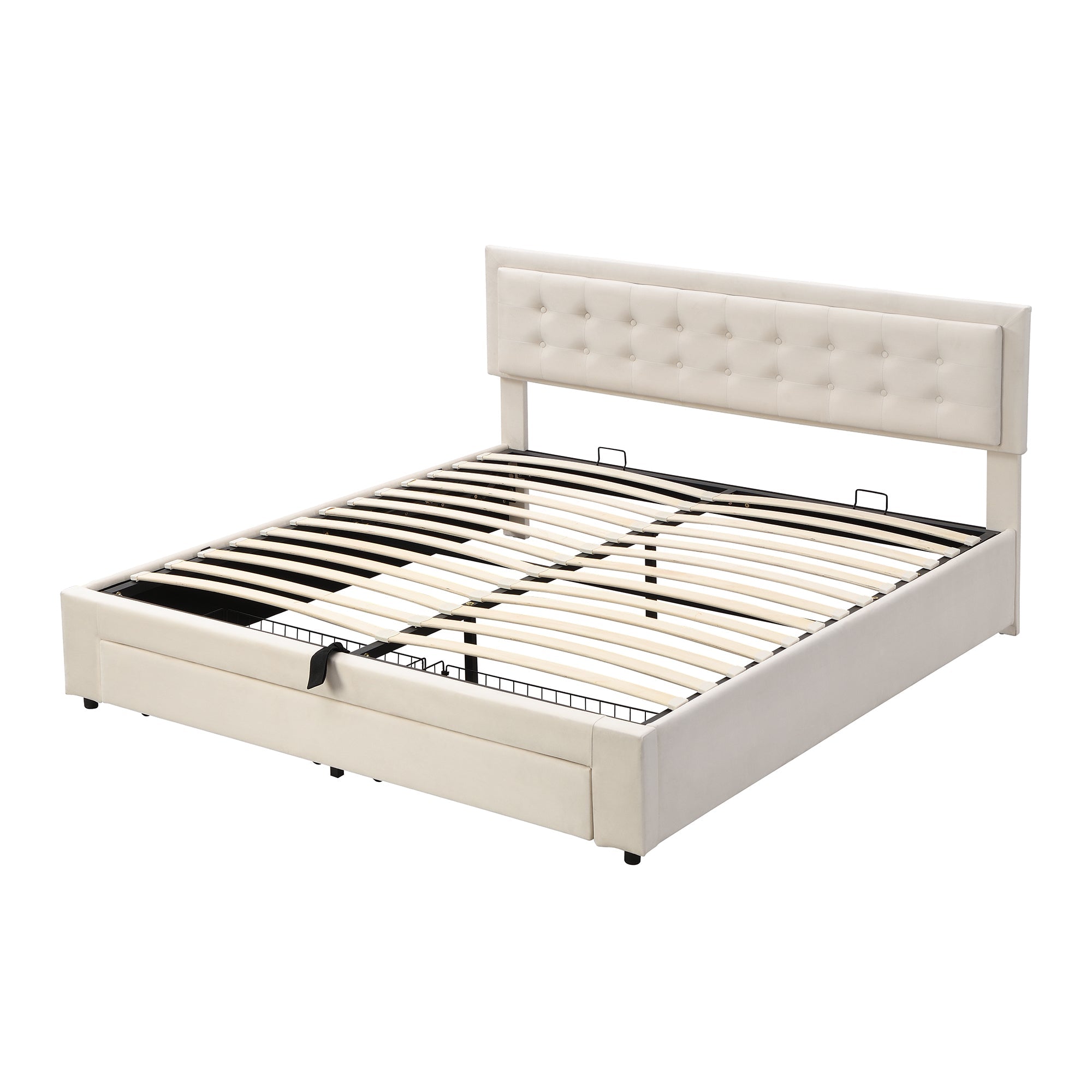 Logidon Bed With Box And Drawers 180x200 Beige Storage Space