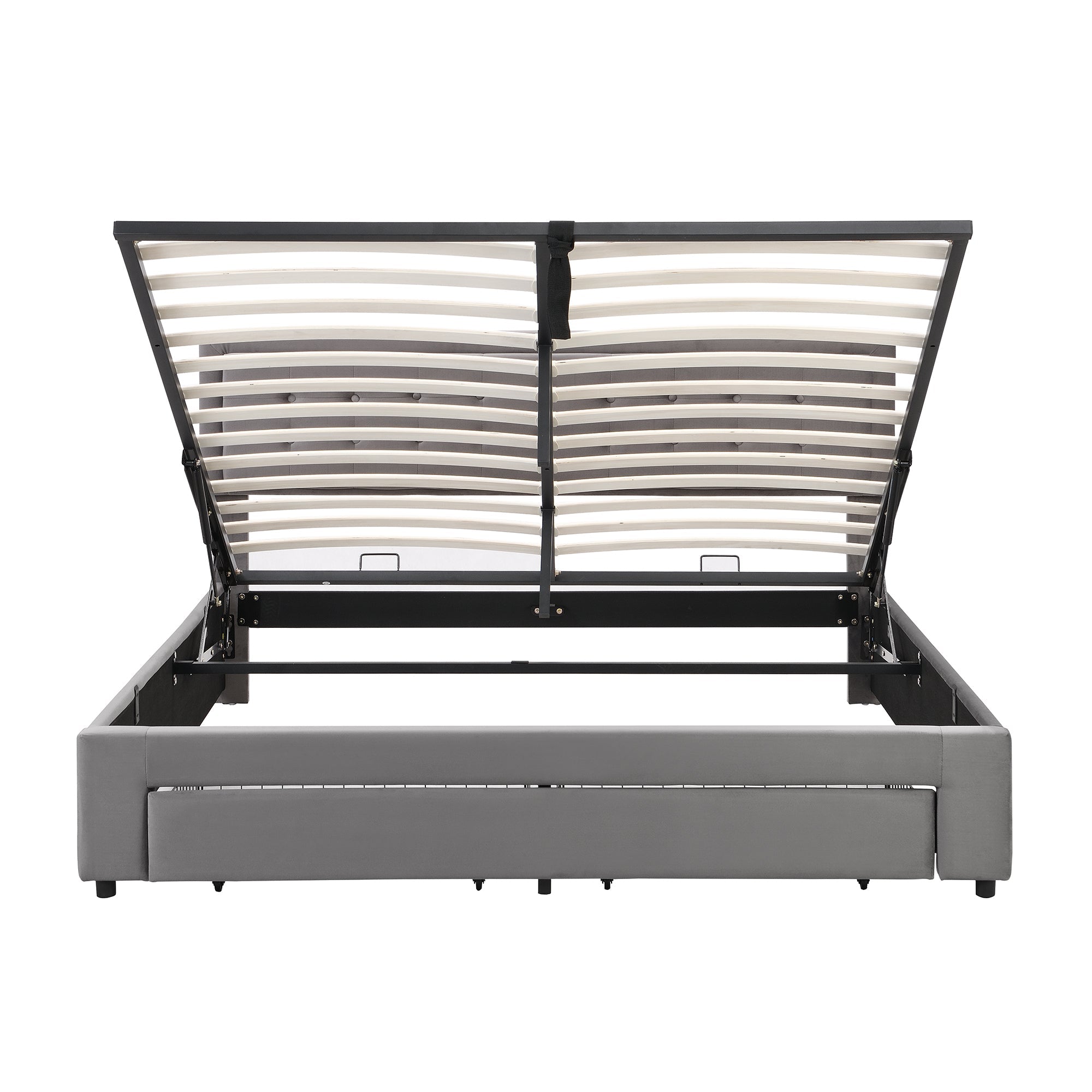 Logidon bed met opbergruimte en laadfunctie 180x200 grijze fluwelen stof