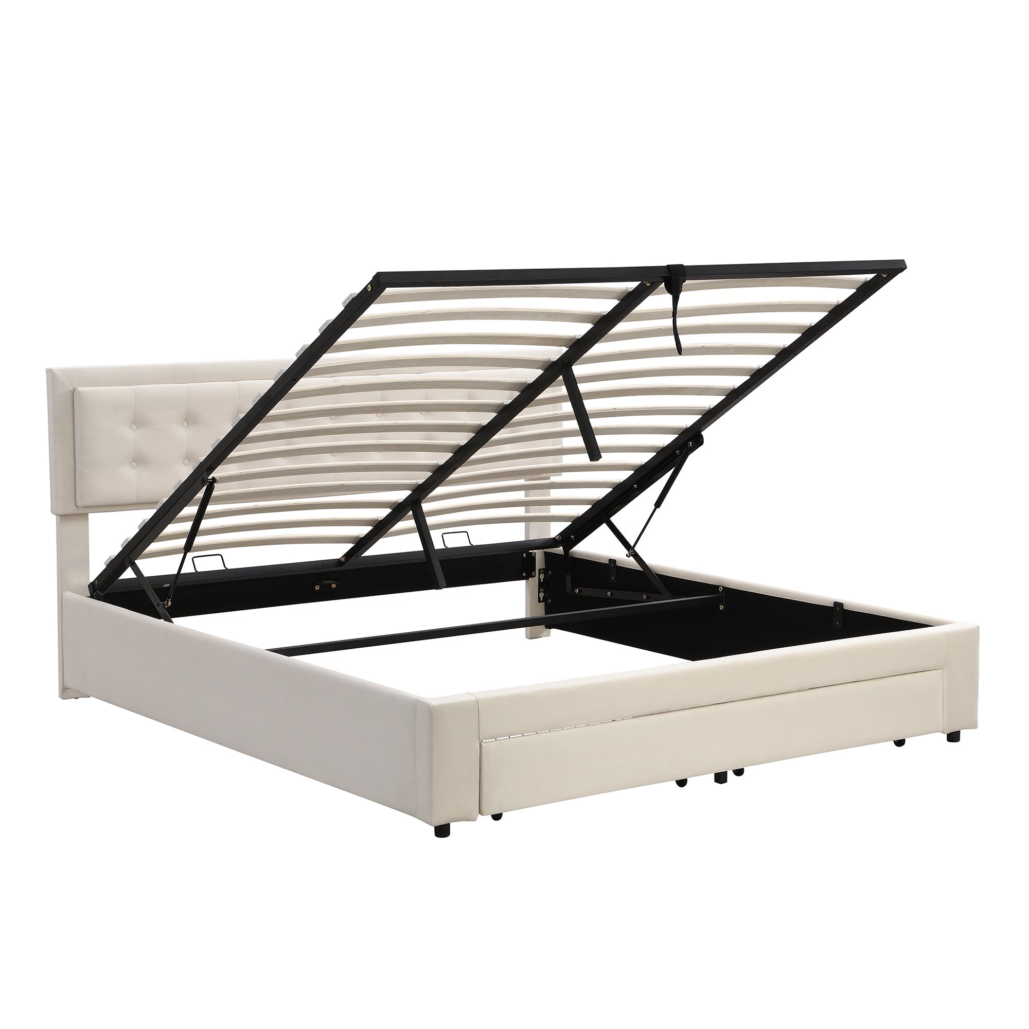 Logidon Bed With Box And Drawers 180x200 Beige Storage Space