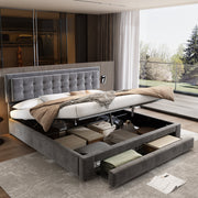 Logidon Bed Met Box En Laden Grijs Fluweel 160x200