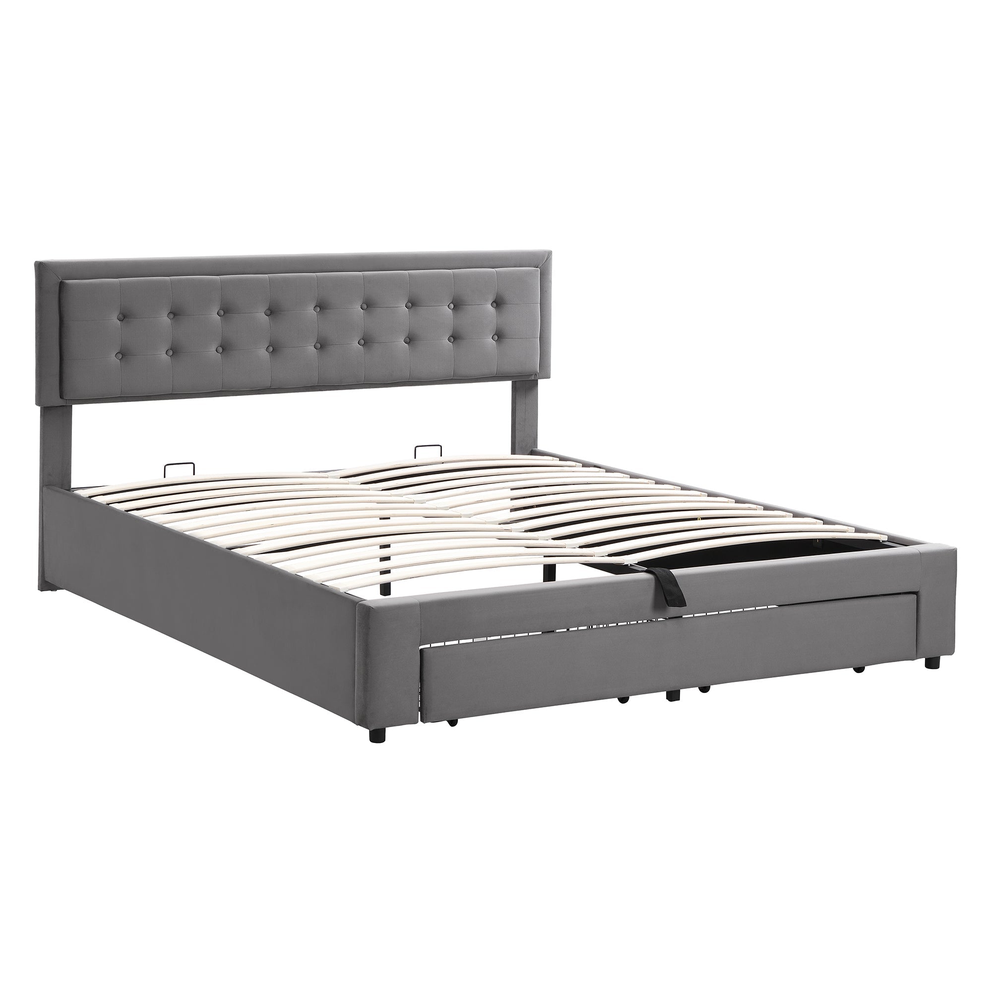 Logidon Bed Met Box En Laden Grijs Fluweel 160x200