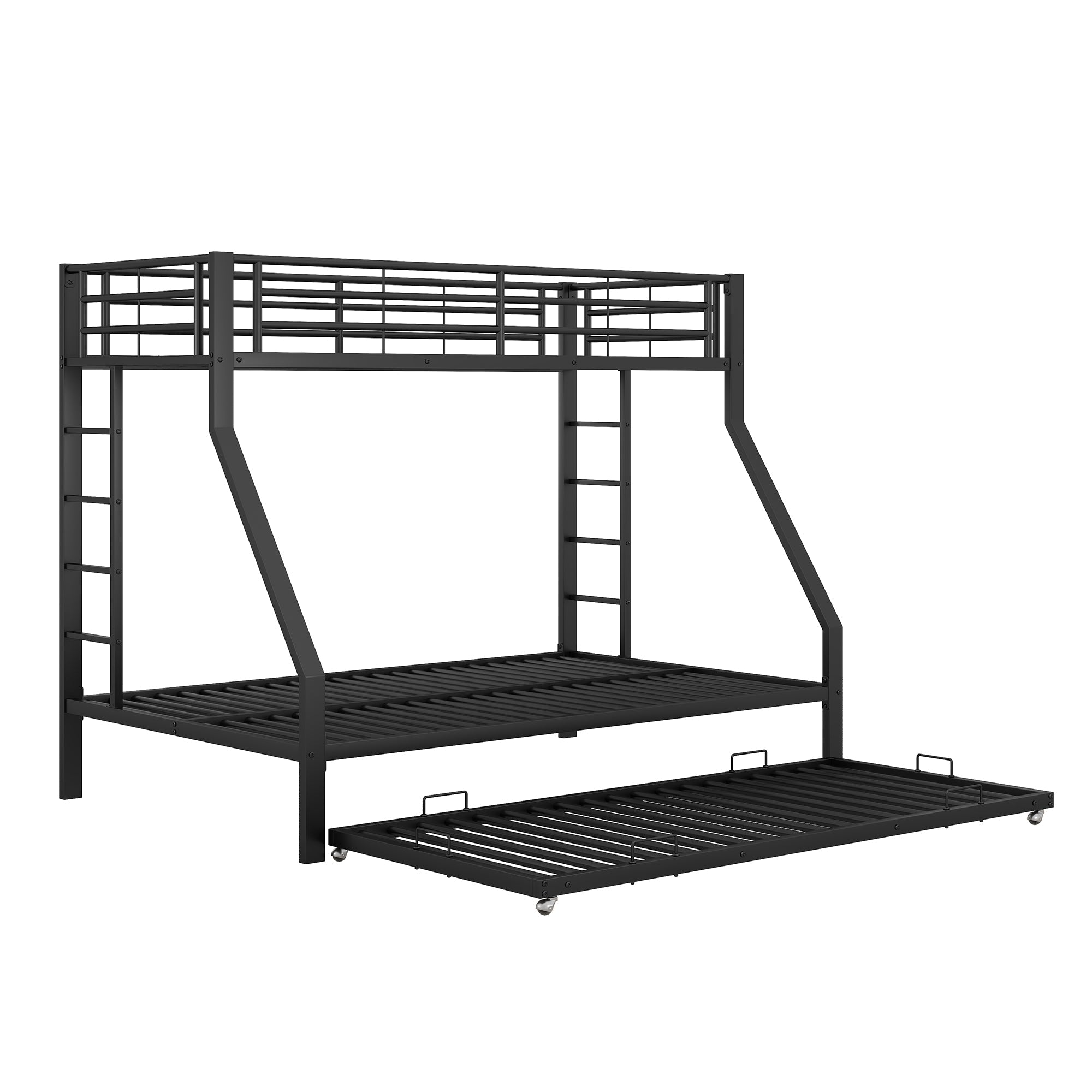 Logidon stapelbed 3 persoons zwart met uitschuifbaar bed