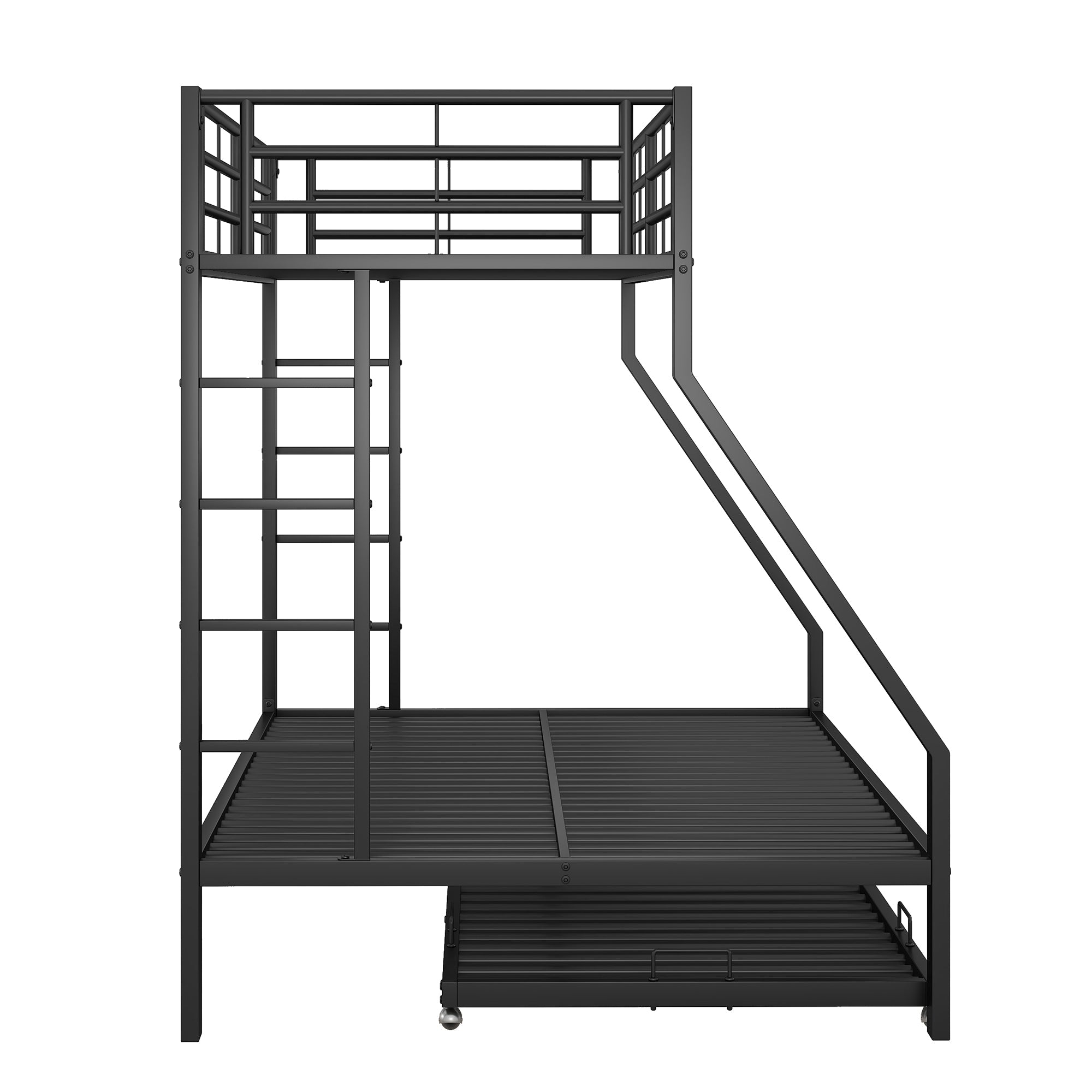 Logidon stapelbed 3 persoons zwart met uitschuifbaar bed