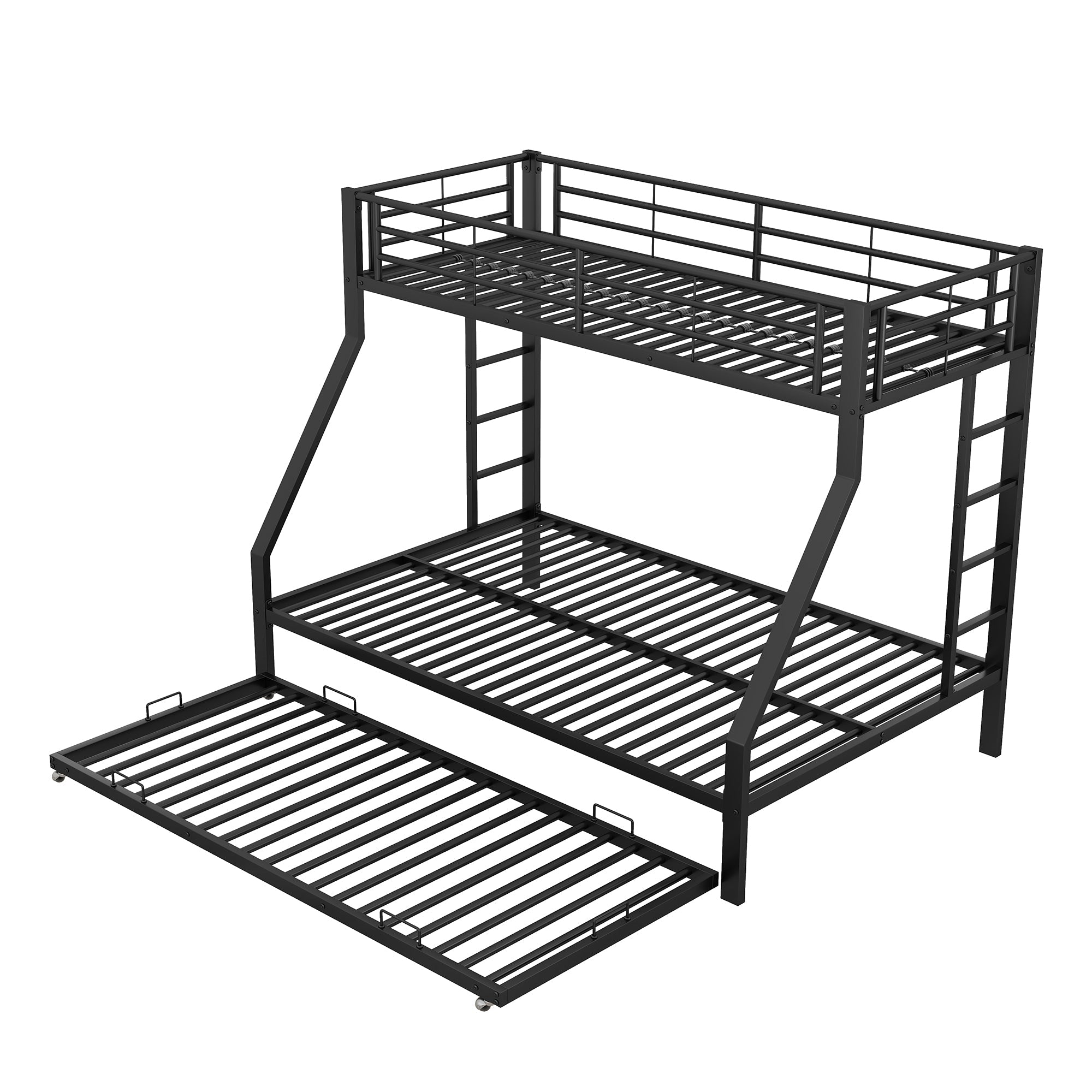 Logidon stapelbed 3 persoons zwart met uitschuifbaar bed