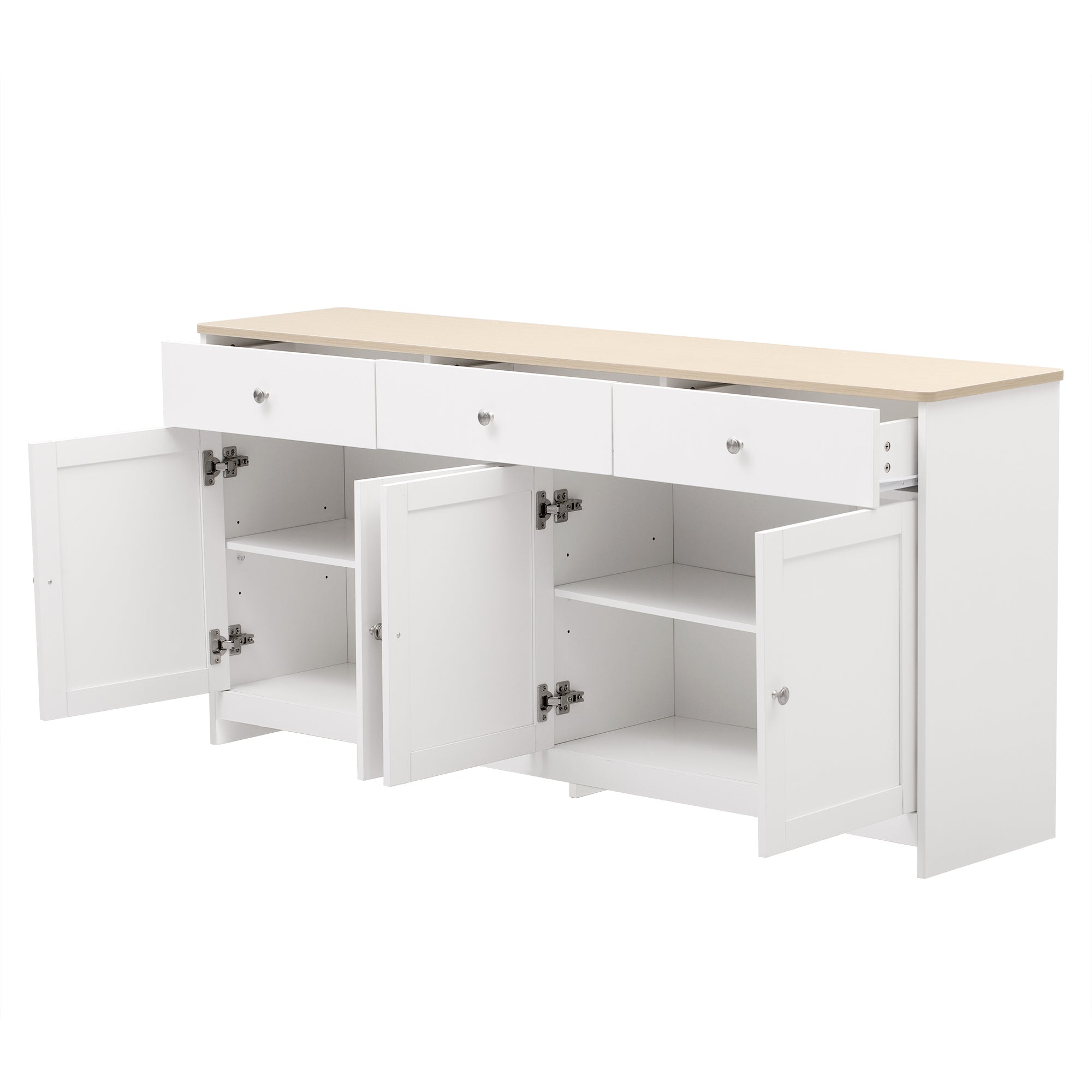 Logidon Sideboard 160 cm White Wood Grain Four Doors Three Drawers