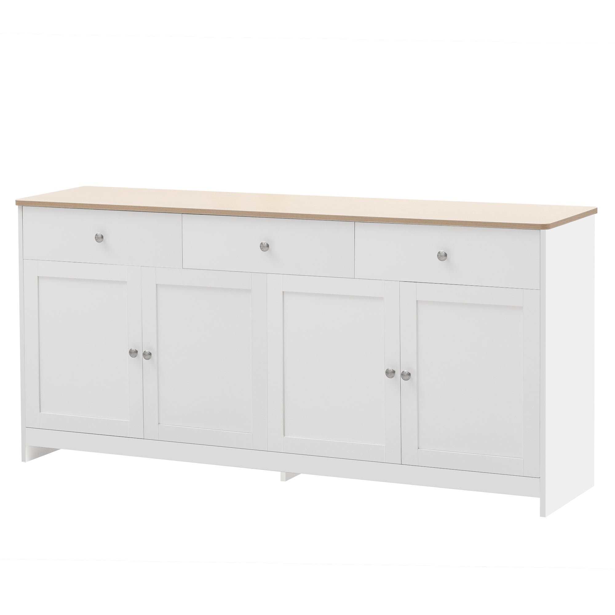 Logidon Sideboard 160 cm White Wood Grain Four Doors Three Drawers
