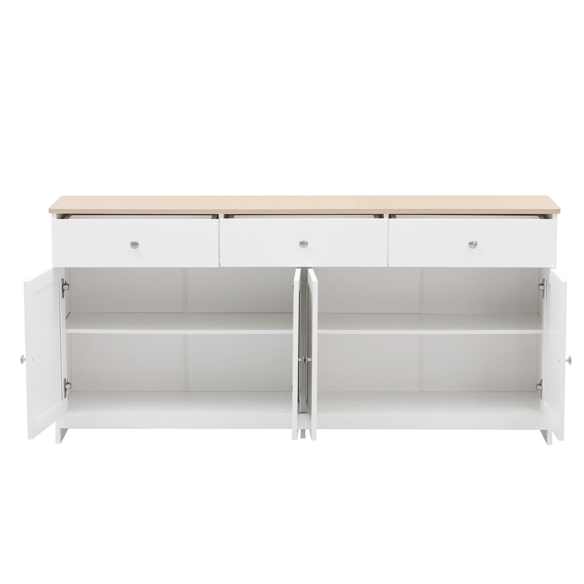 Logidon Sideboard 160 cm White Wood Grain Four Doors Three Drawers