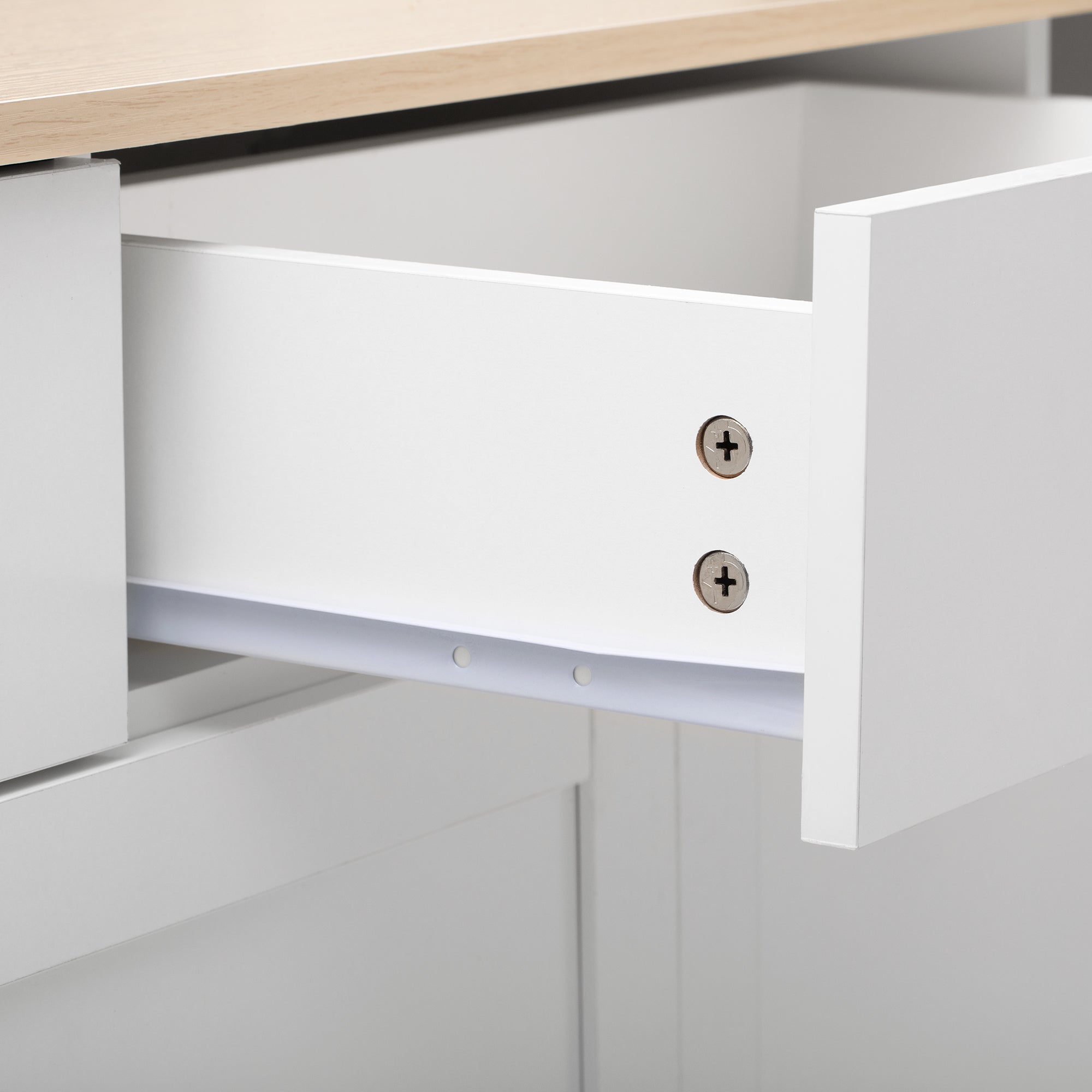 Logidon Sideboard 160 cm White Wood Grain Four Doors Three Drawers