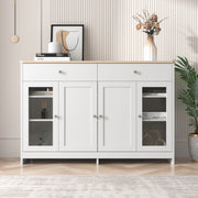 Logidon Dressoir witte houtstructuur 120 cm deuren en lades