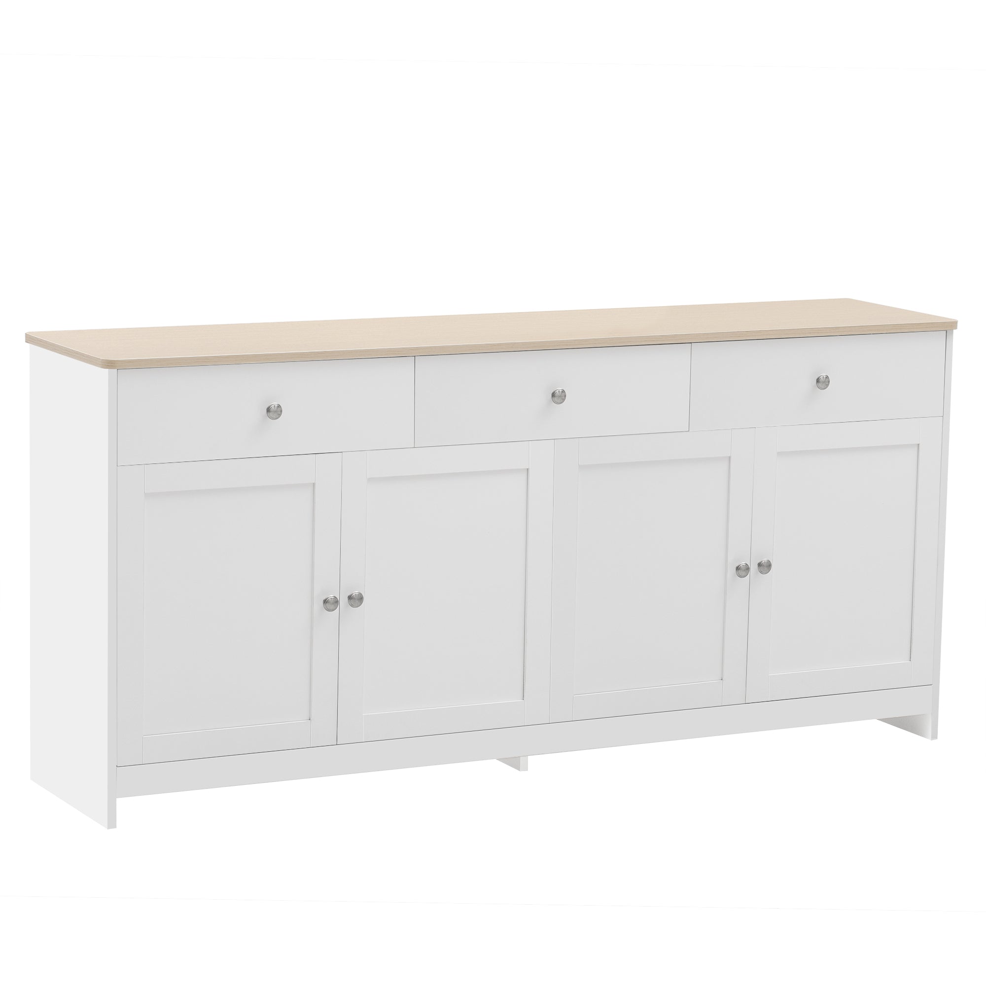 Logidon Sideboard 160 cm White Wood Grain Four Doors Three Drawers