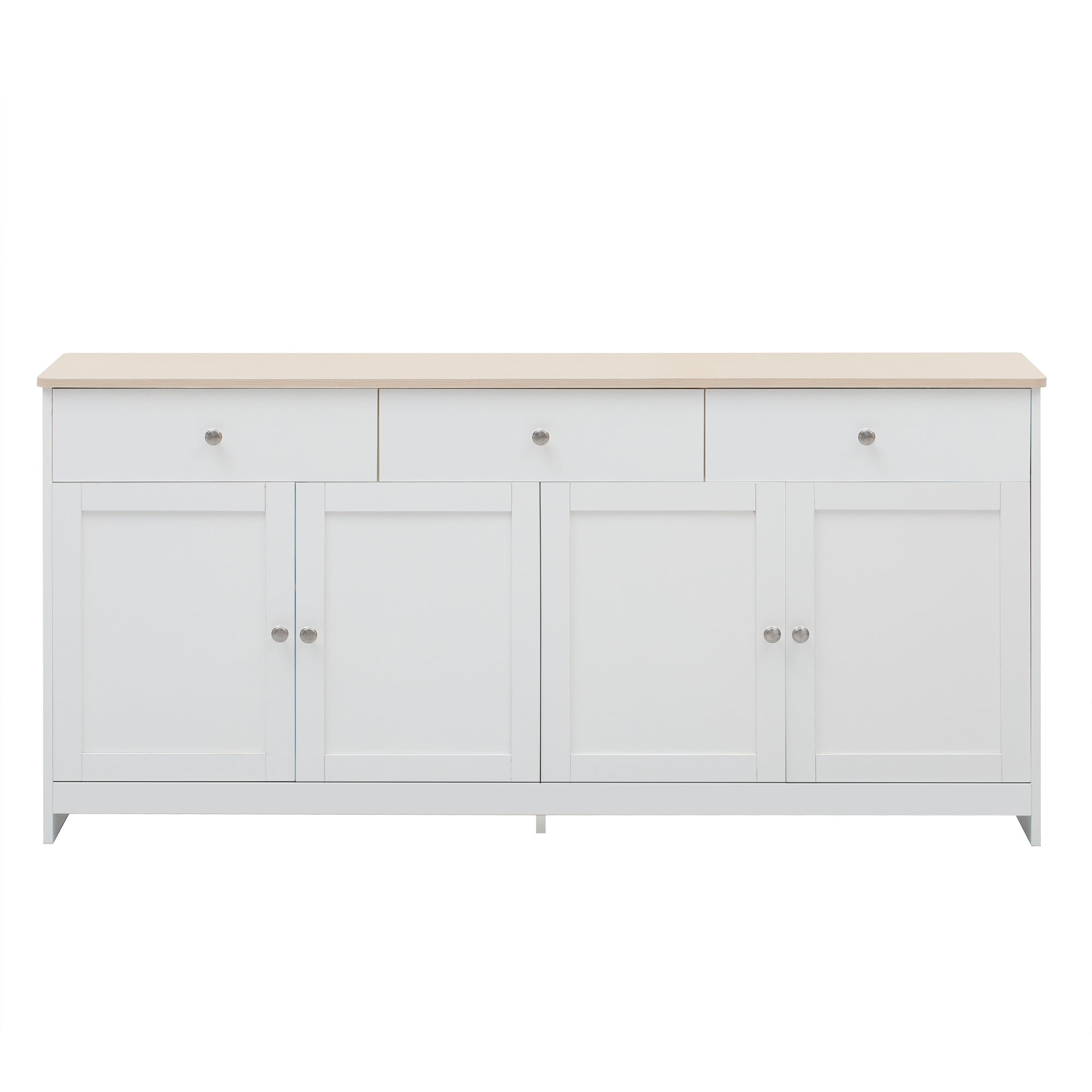 Logidon Sideboard 160 cm White Wood Grain Four Doors Three Drawers