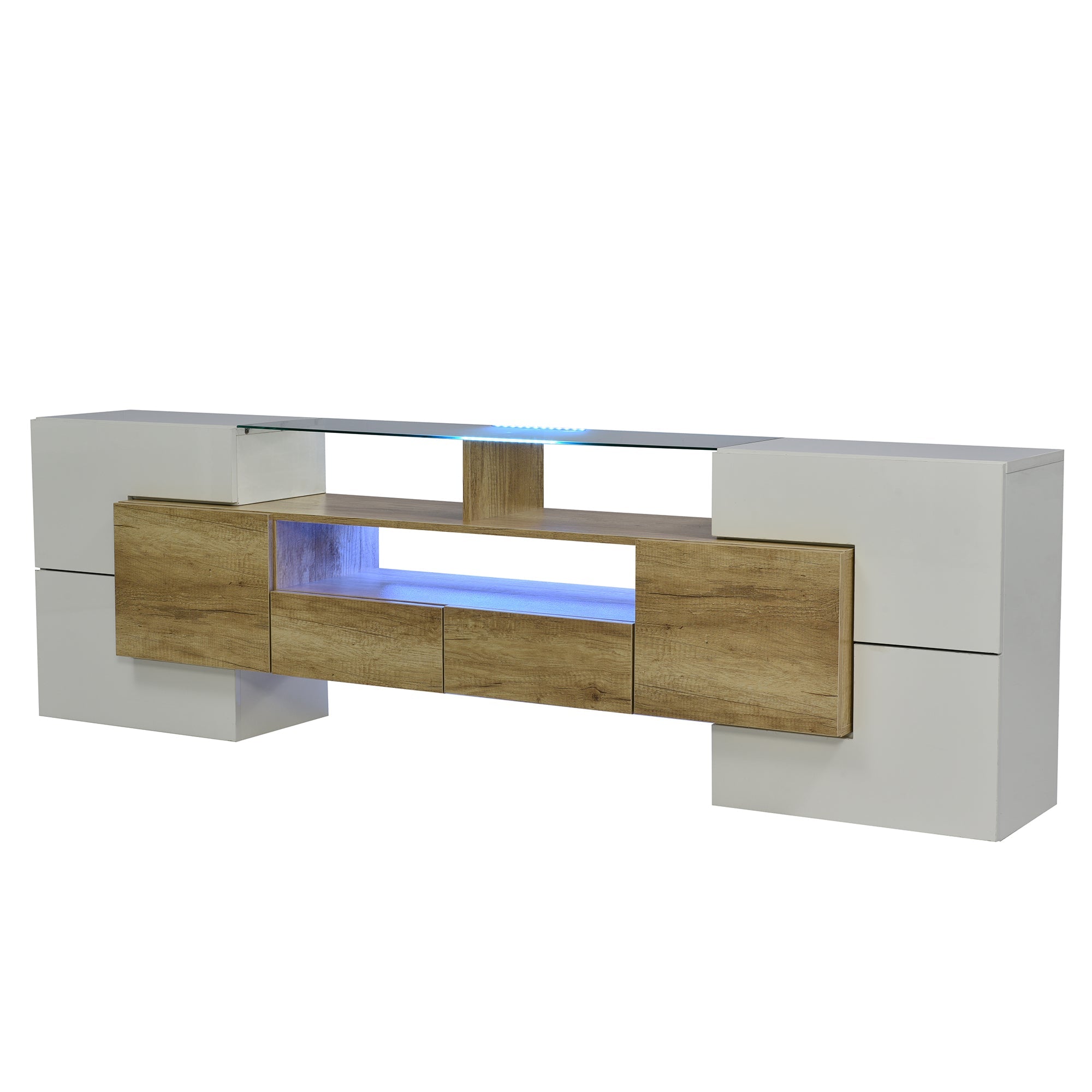 Logidon TV-meubel 200 cm wit hoogglans met LED-verlichting