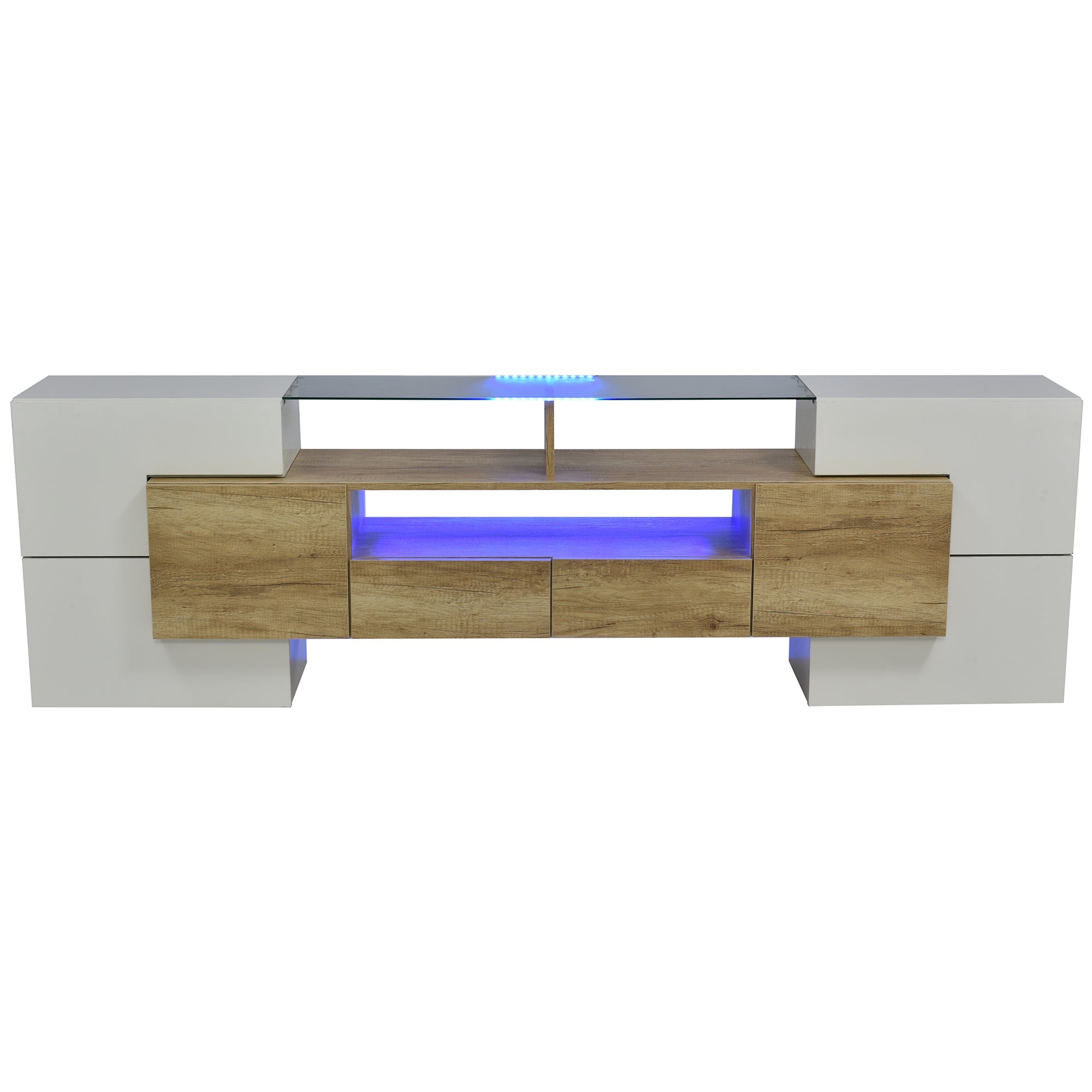 Logidon TV-meubel 200 cm wit hoogglans met LED-verlichting
