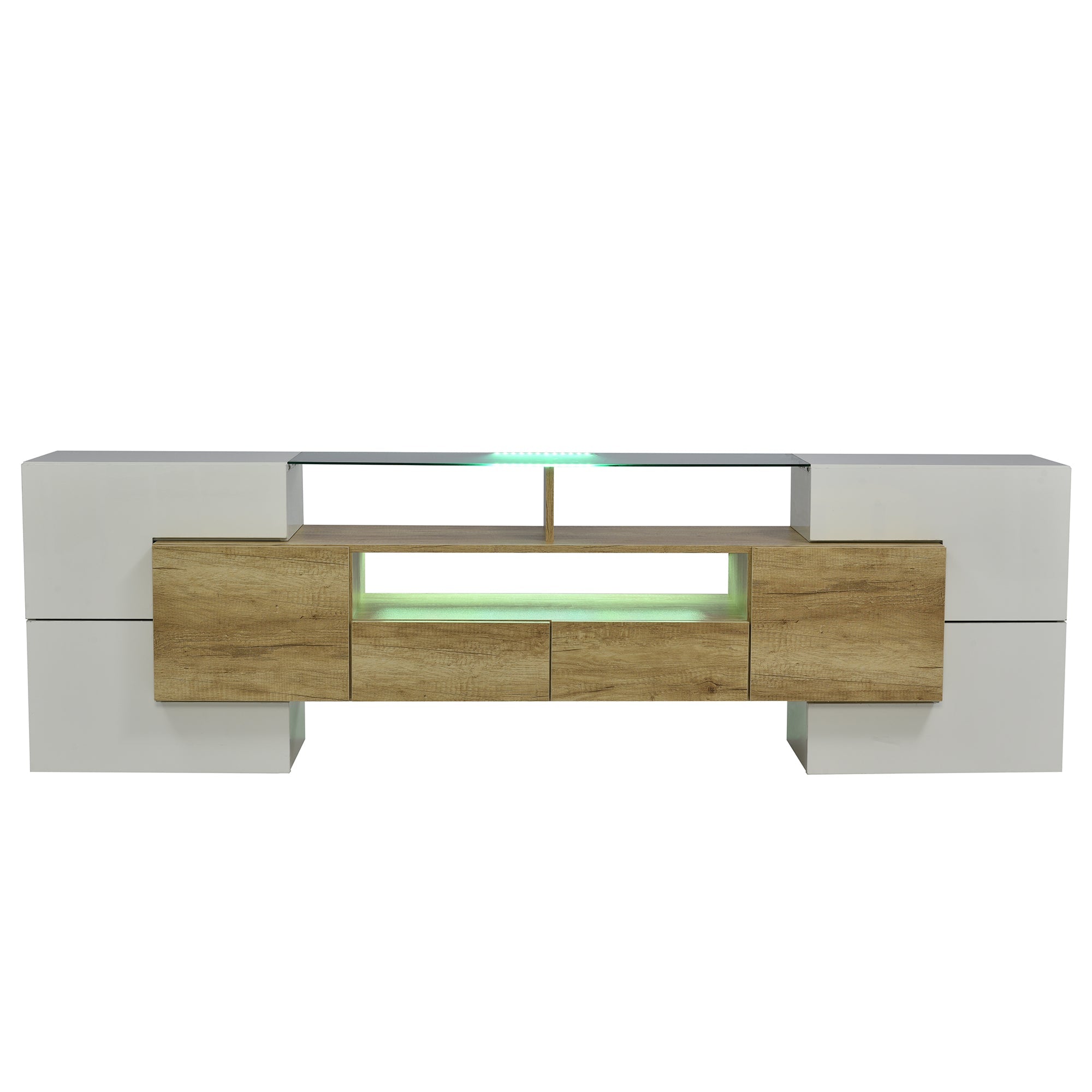 Logidon TV-meubel 200 cm wit hoogglans met LED-verlichting