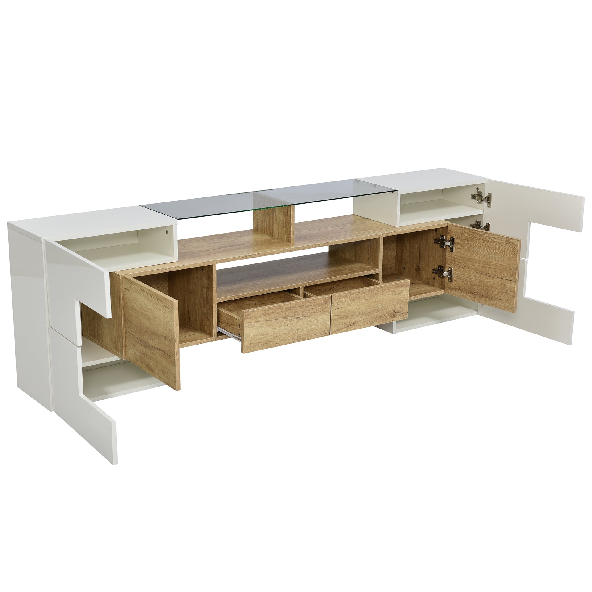 Logidon TV-meubel 200 cm wit hoogglans met LED-verlichting