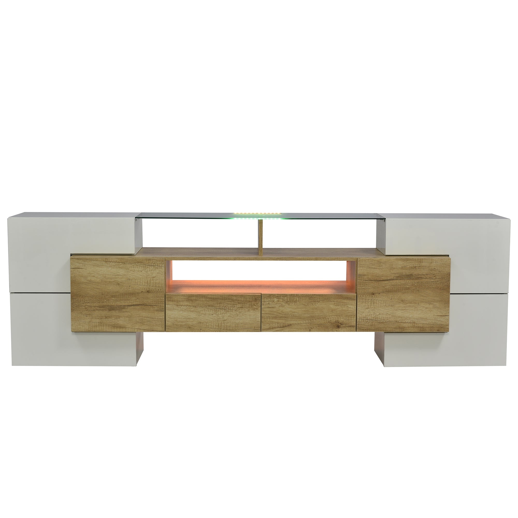 Logidon TV-meubel 200 cm wit hoogglans met LED-verlichting