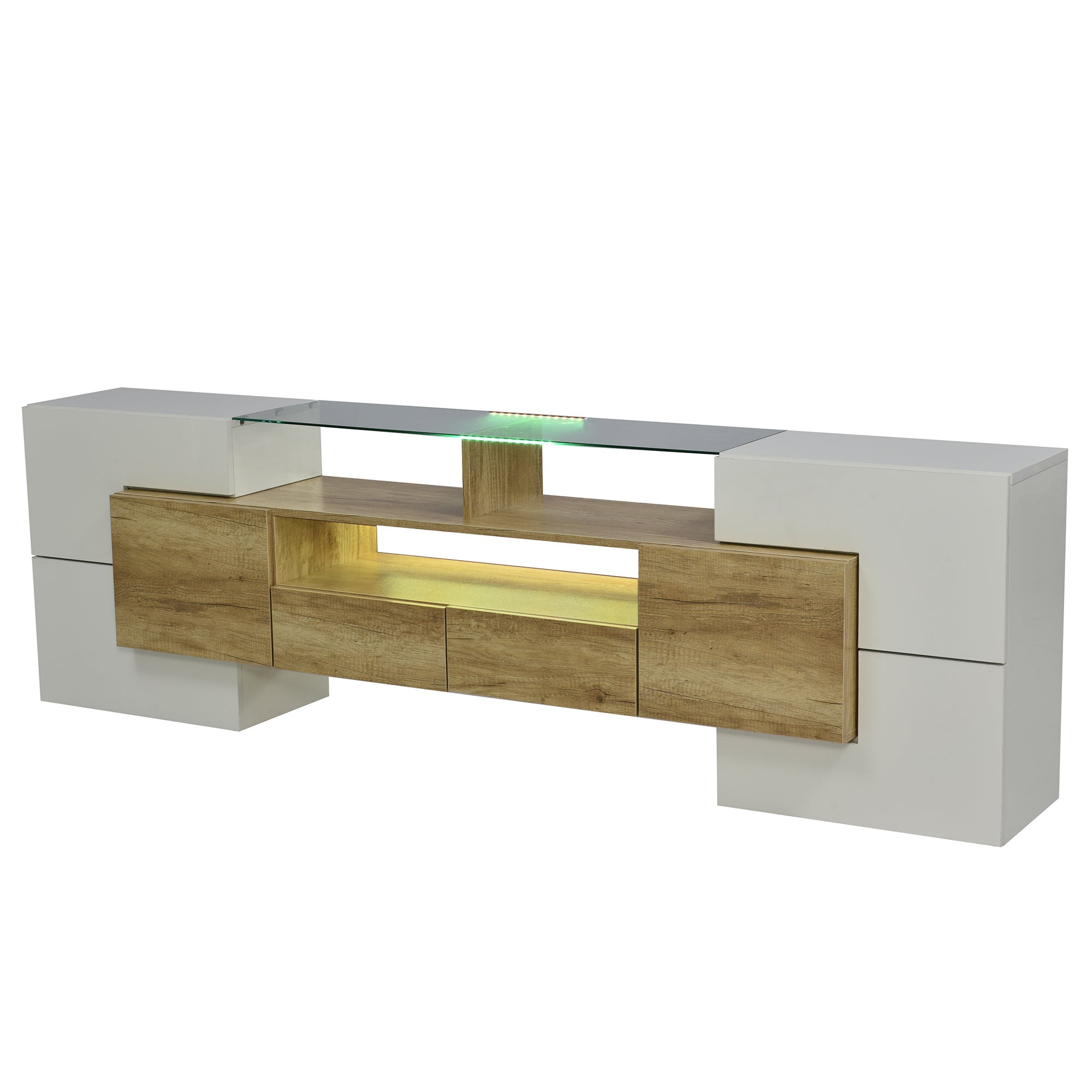 Logidon TV-meubel 200 cm wit hoogglans met LED-verlichting